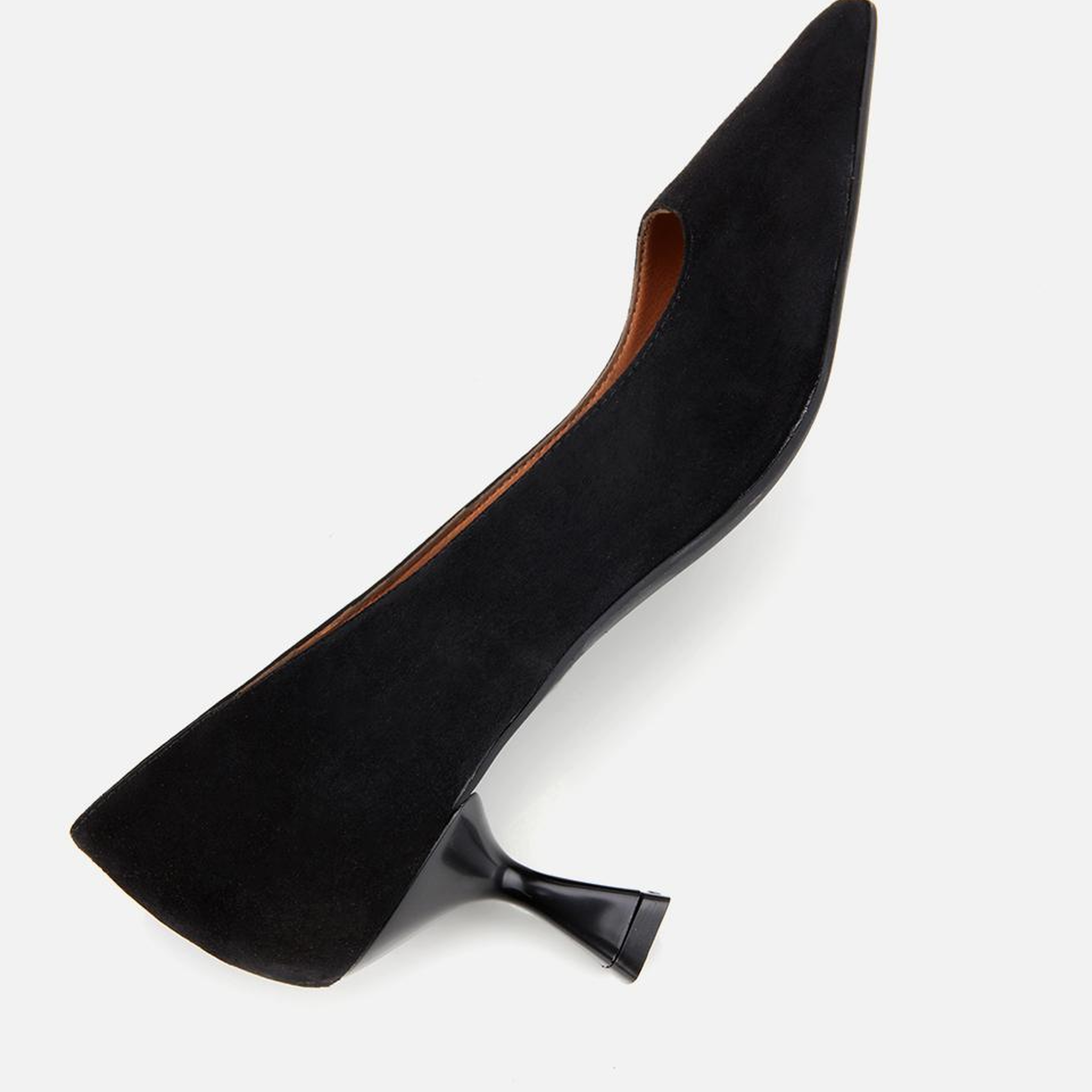 Kadın Süet Deri Siyah Esnek Tabanlı İnce Topuklu Stiletto