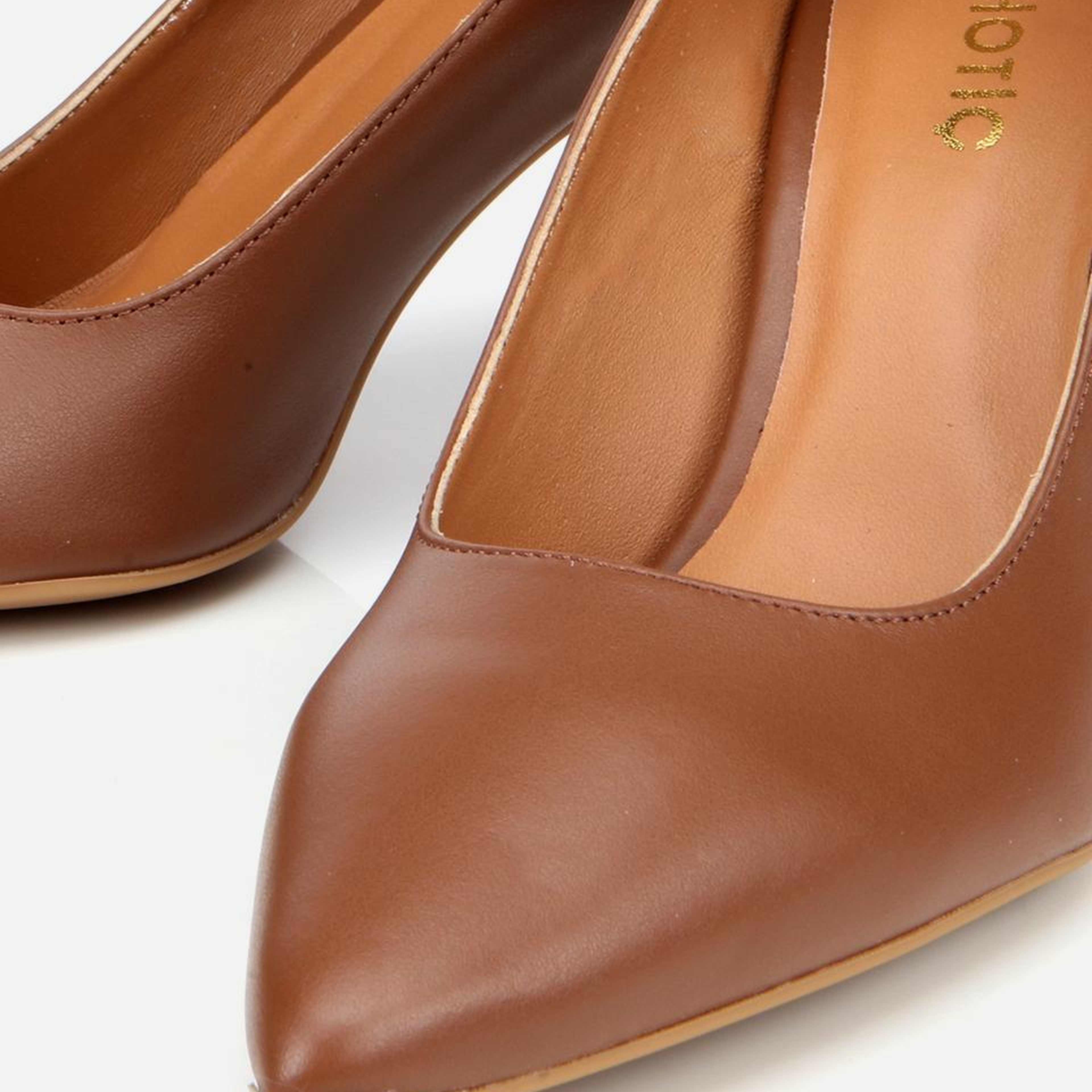 Kadın Deri Kahverengi Esnek Tabanlı İnce Topuklu Stiletto