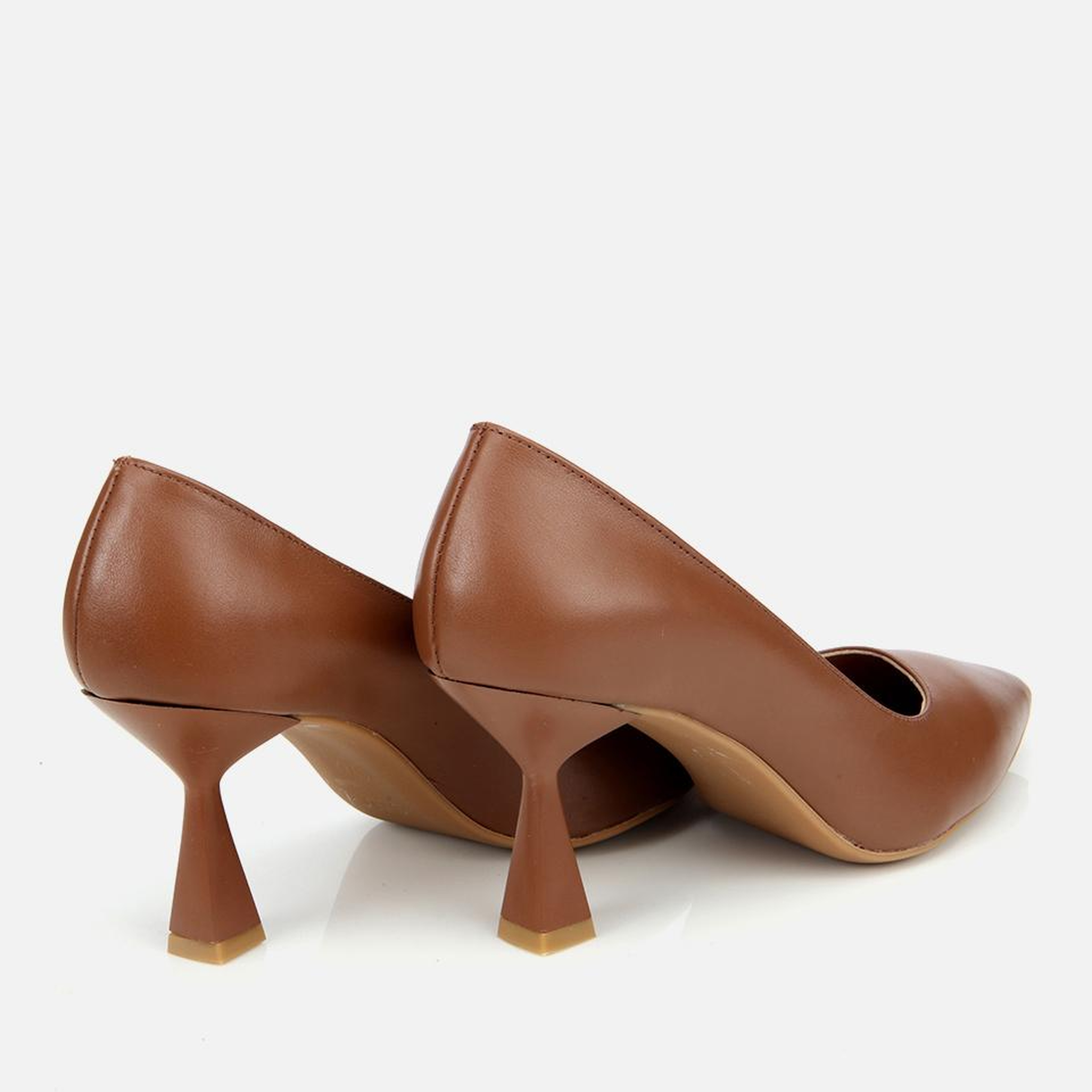 Kadın Deri Kahverengi Esnek Tabanlı İnce Topuklu Stiletto