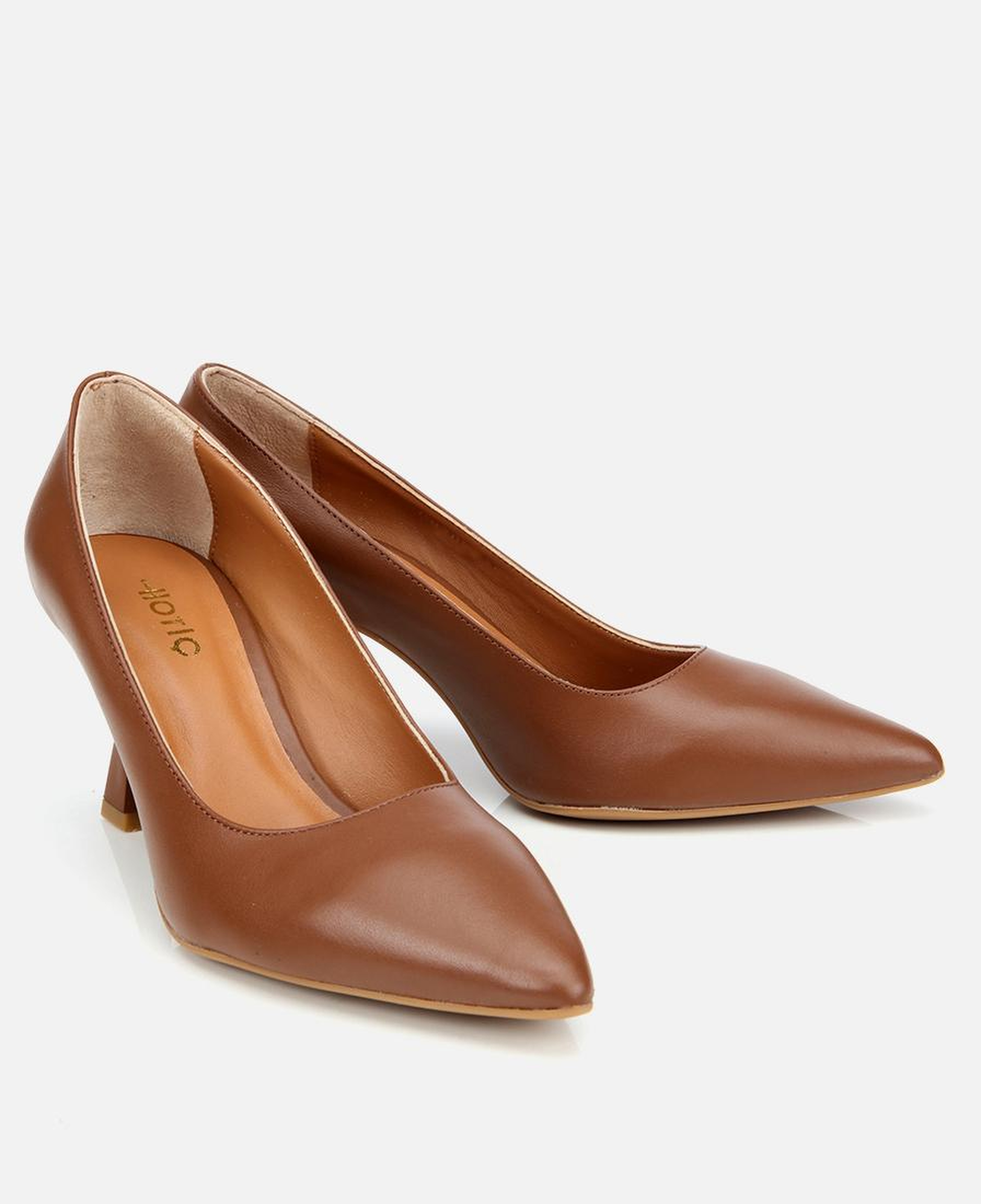 Kadın Deri Kahverengi Esnek Tabanlı İnce Topuklu Stiletto