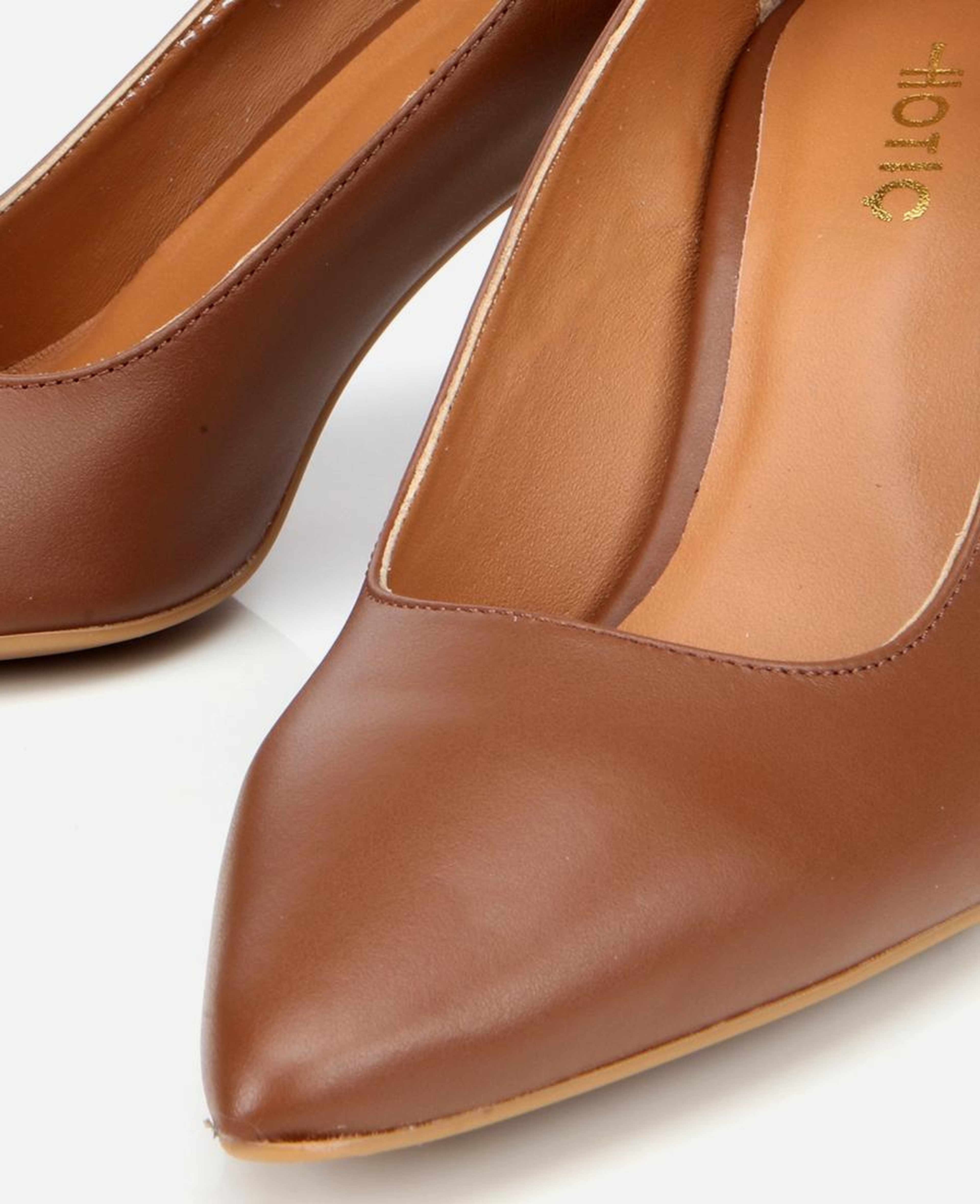 Kadın Deri Kahverengi Esnek Tabanlı İnce Topuklu Stiletto