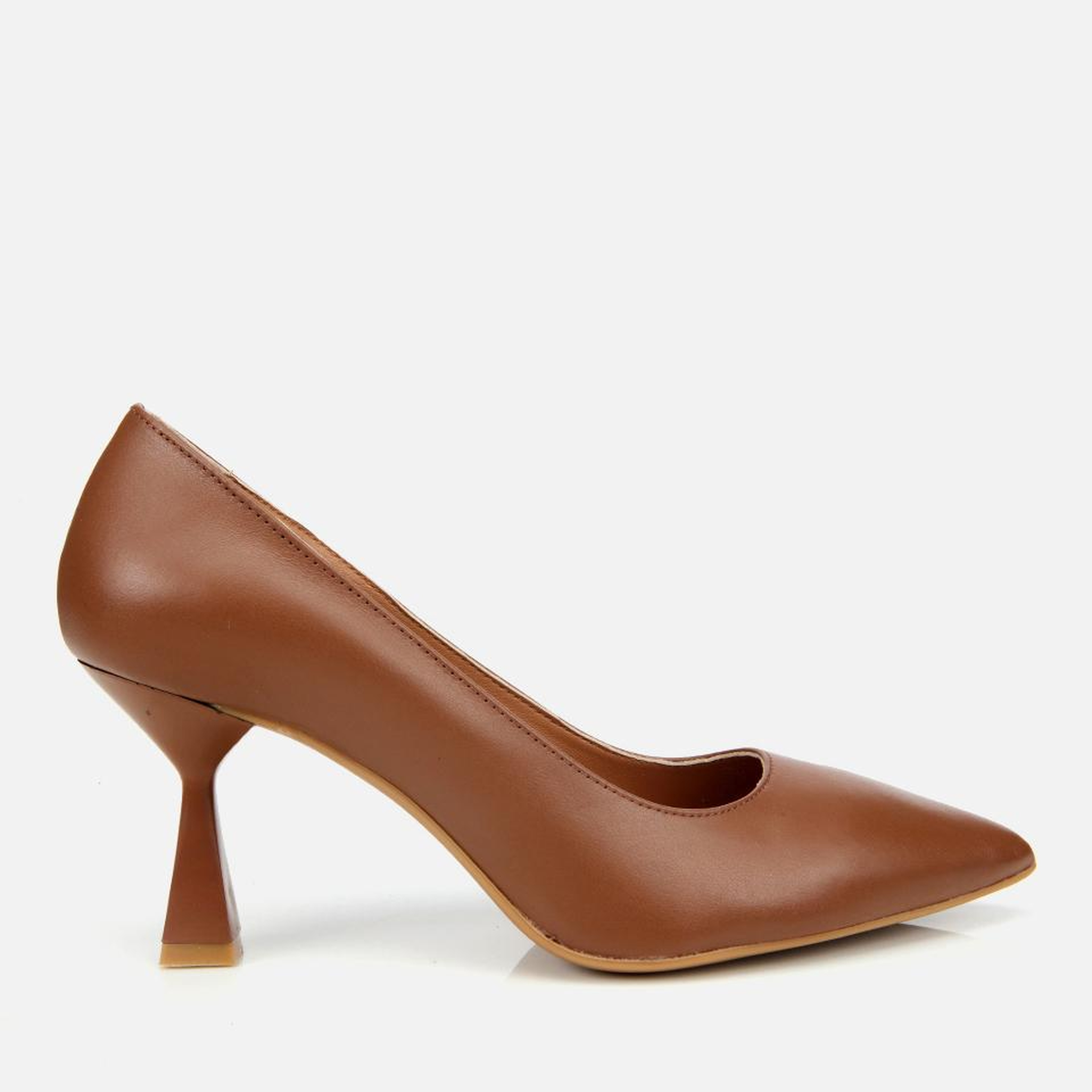 Kadın Deri Kahverengi Esnek Tabanlı İnce Topuklu Stiletto