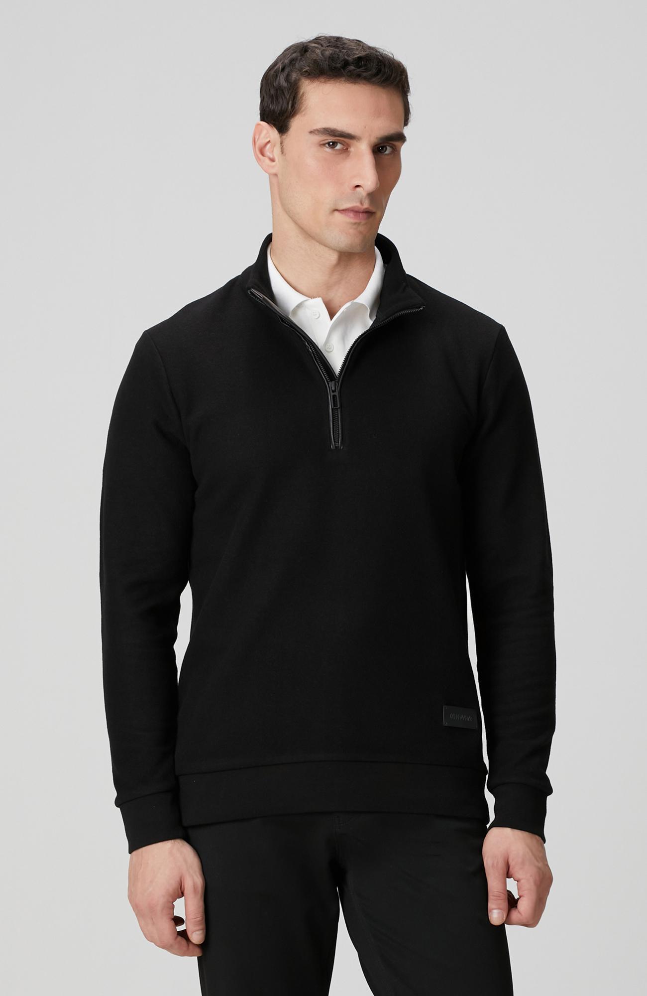 Network Erkek Siyah Dik Yaka Fermuarlı Sweatshirt
