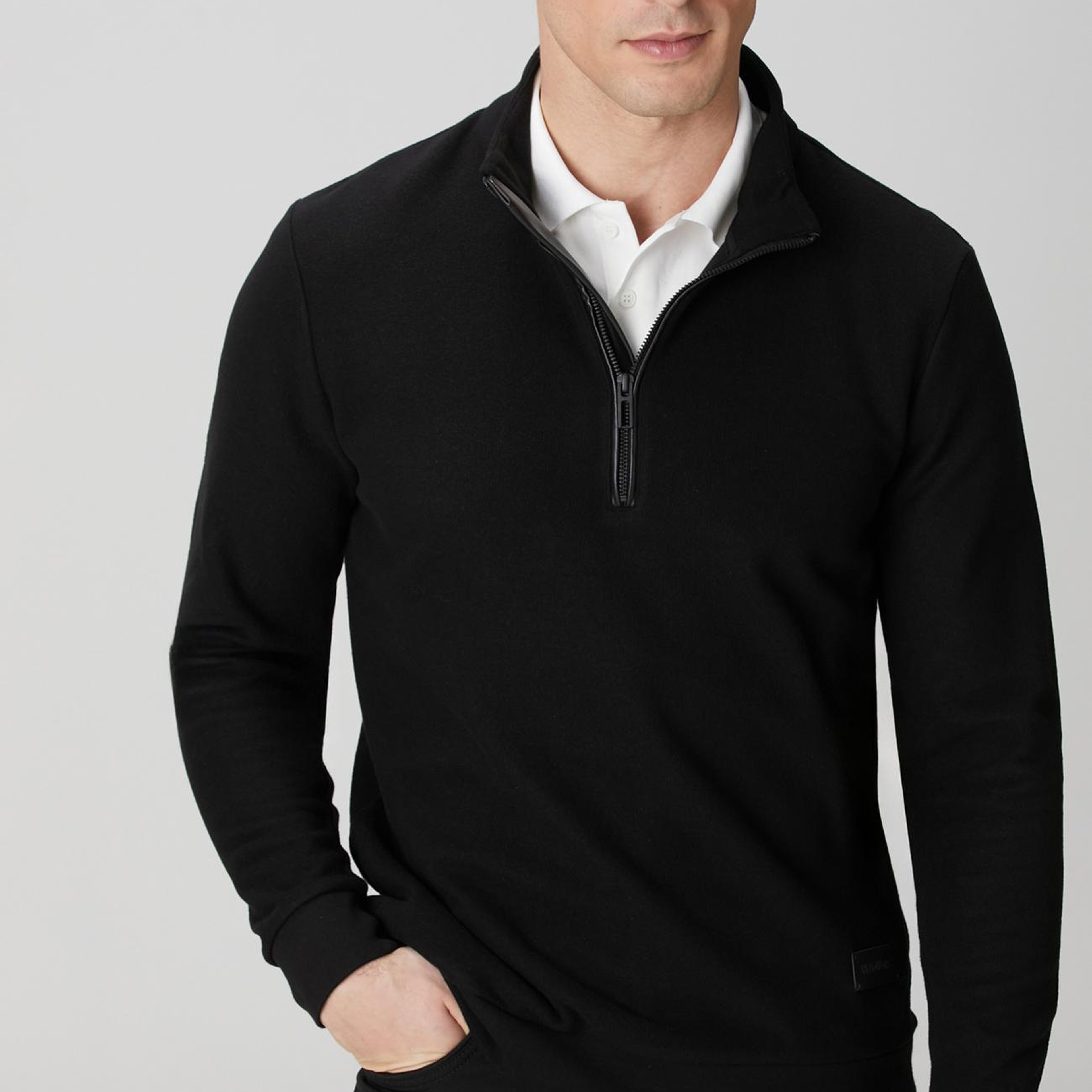 Network Erkek Siyah Dik Yaka Fermuarlı Sweatshirt