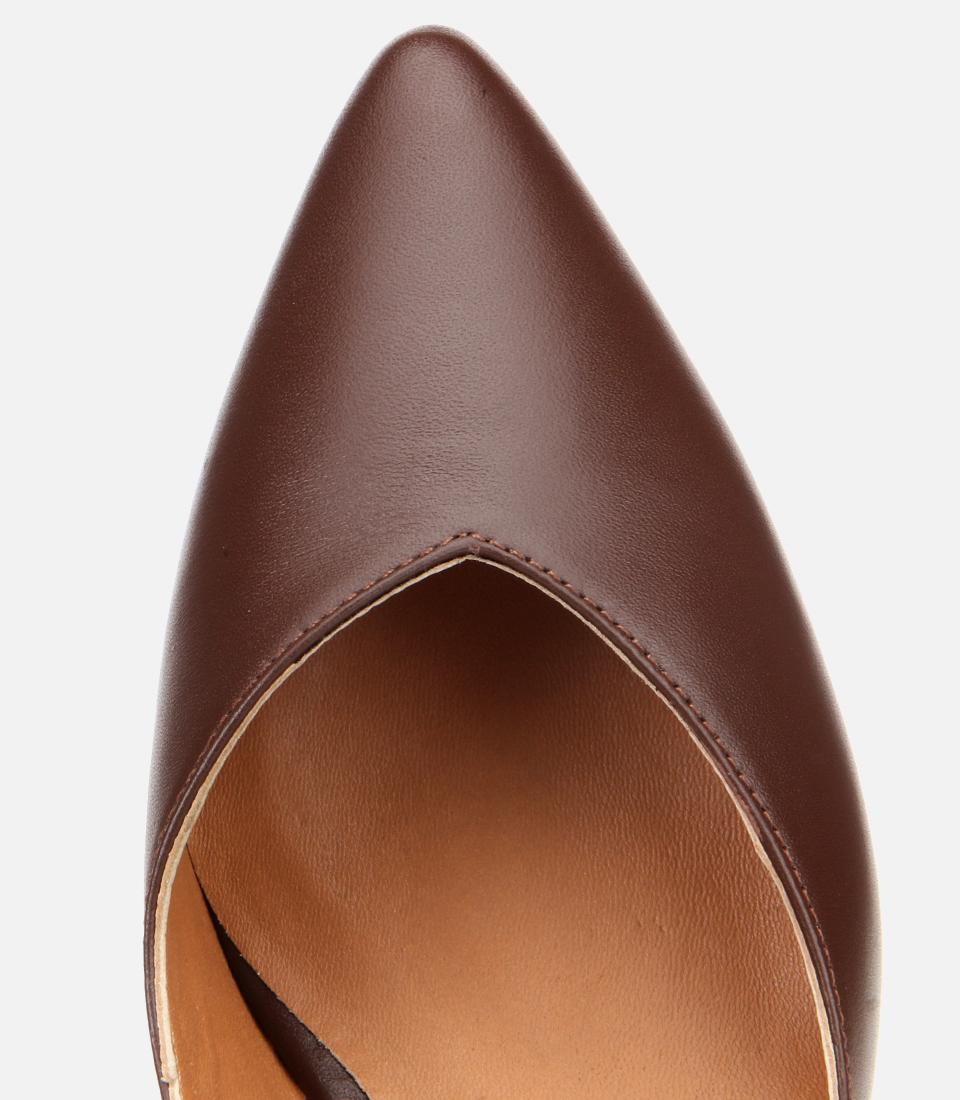 Kadın Deri Kahverengi İnce Topuklu Stiletto