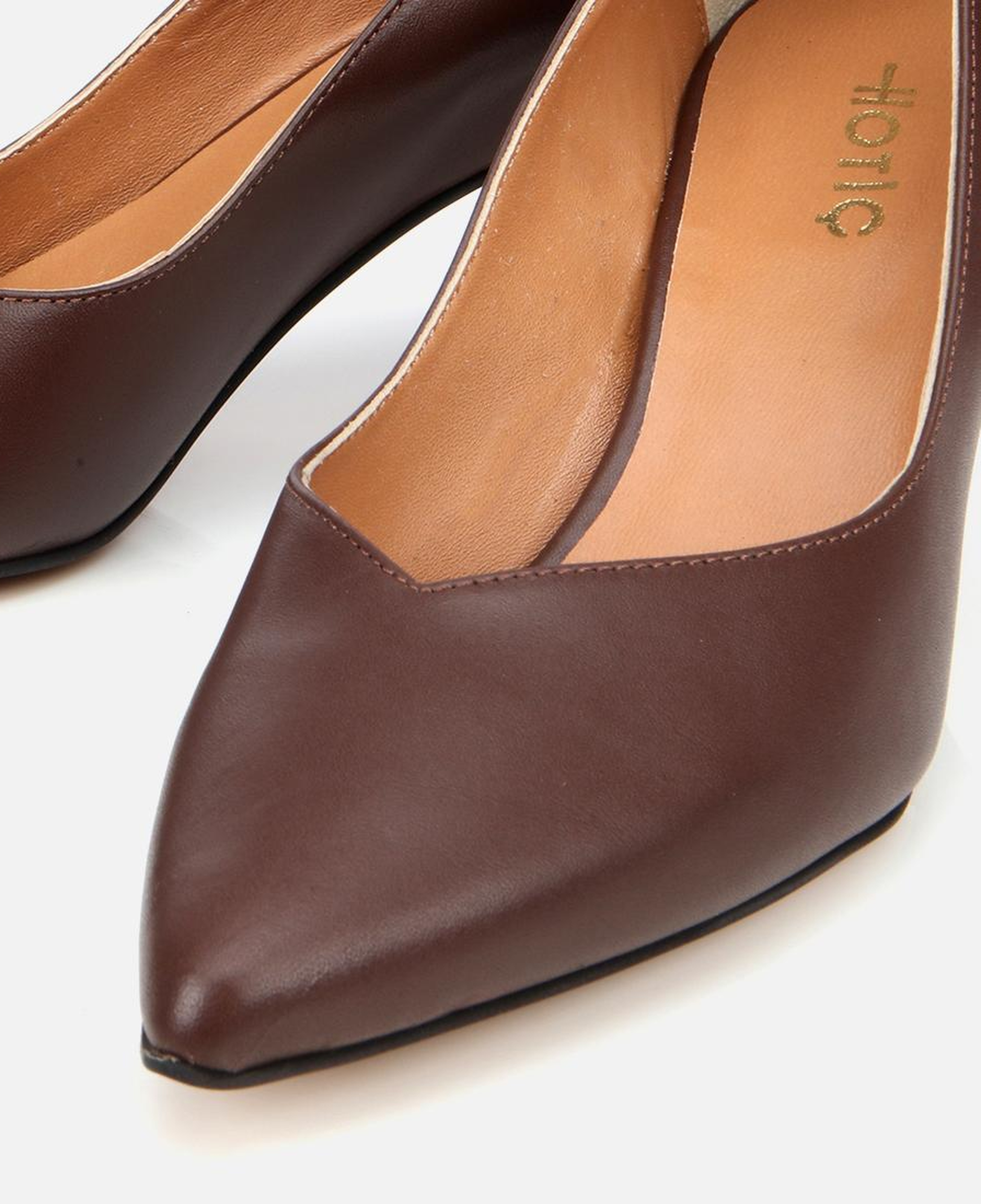 Kadın Deri Kahverengi İnce Topuklu Stiletto