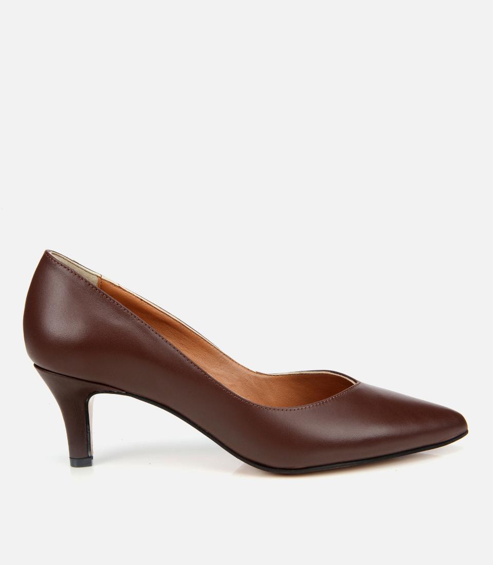 Kadın Deri Kahverengi İnce Topuklu Stiletto