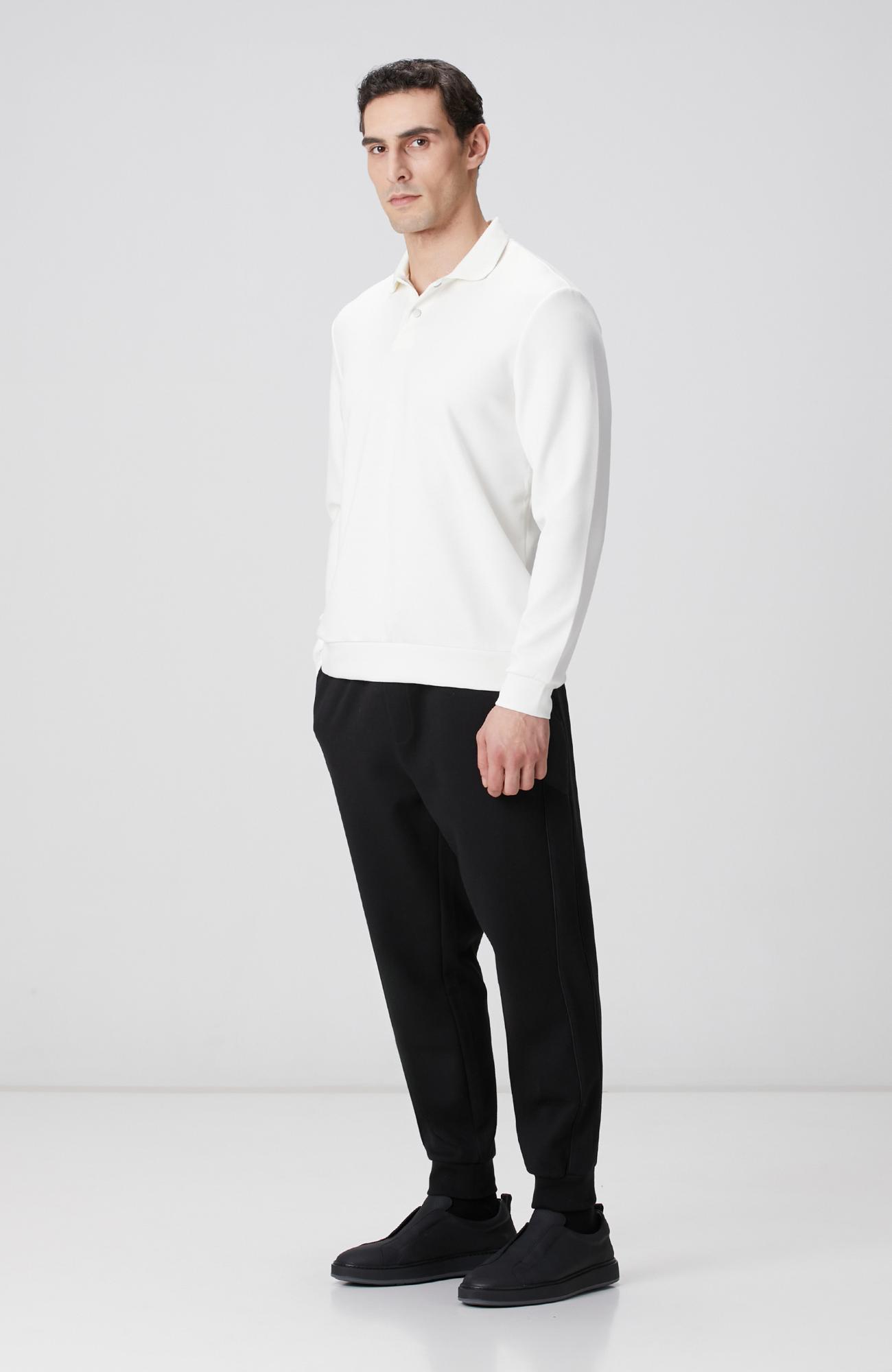 Network Erkek Kırık Beyaz Polo Yaka Çıtçıtlı Sweatshirt