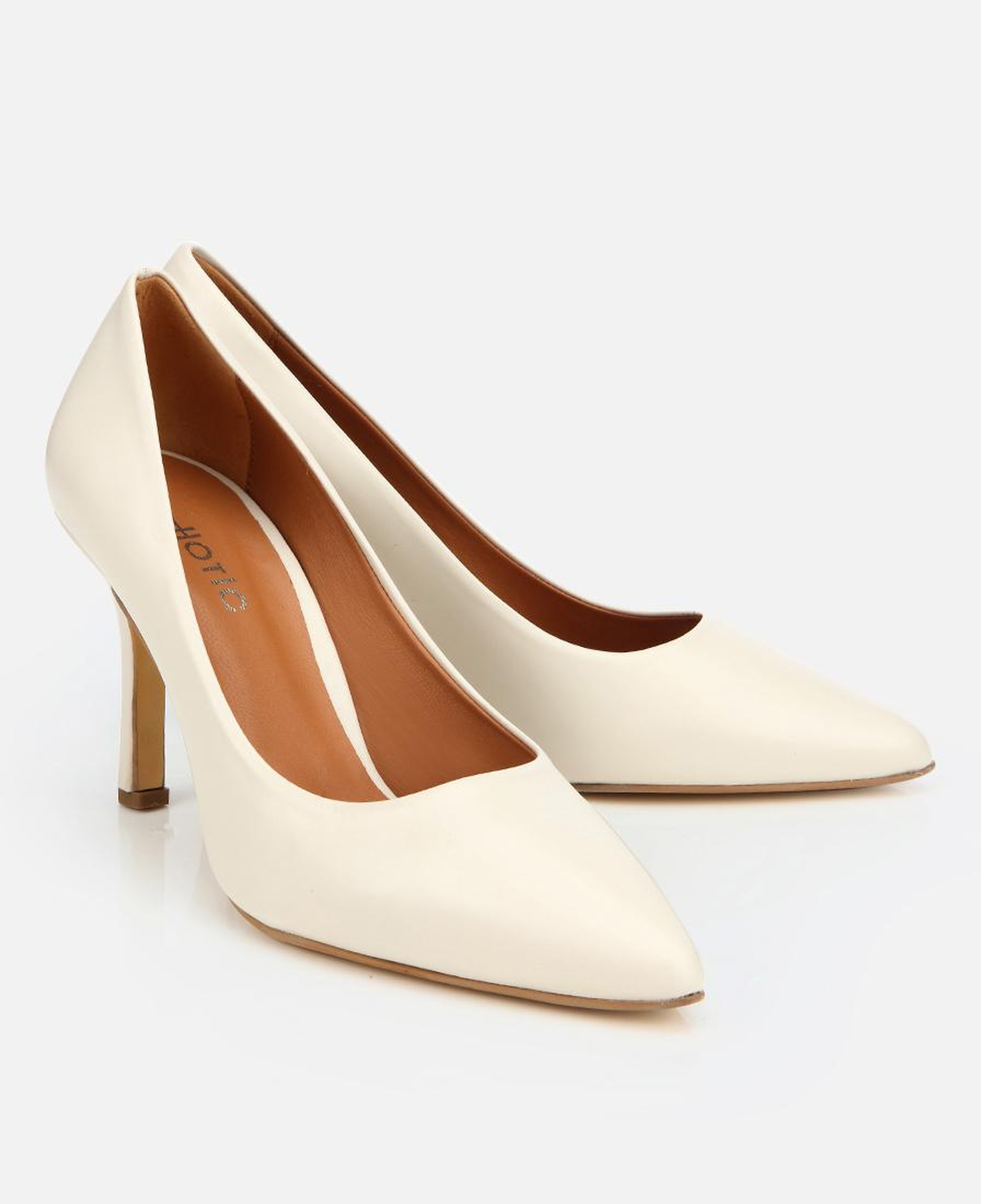 Kadın Deri Ekru Yüksek Topuklu Stiletto
