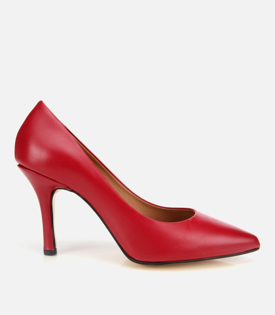 Kadın Deri Kırmızı Yüksek Topuklu Stiletto
