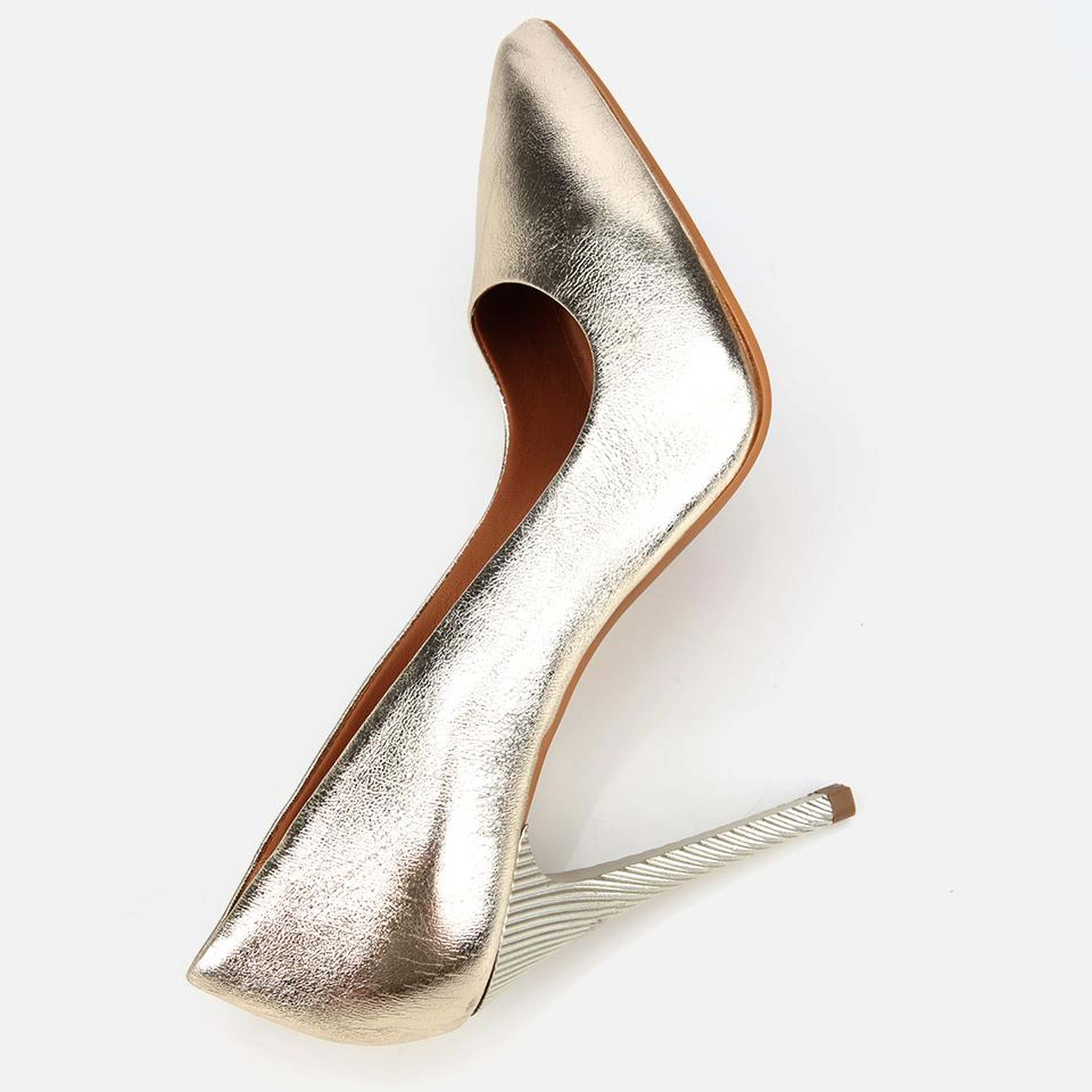 Kadın Deri Gold Yüksek Topuklu Stiletto