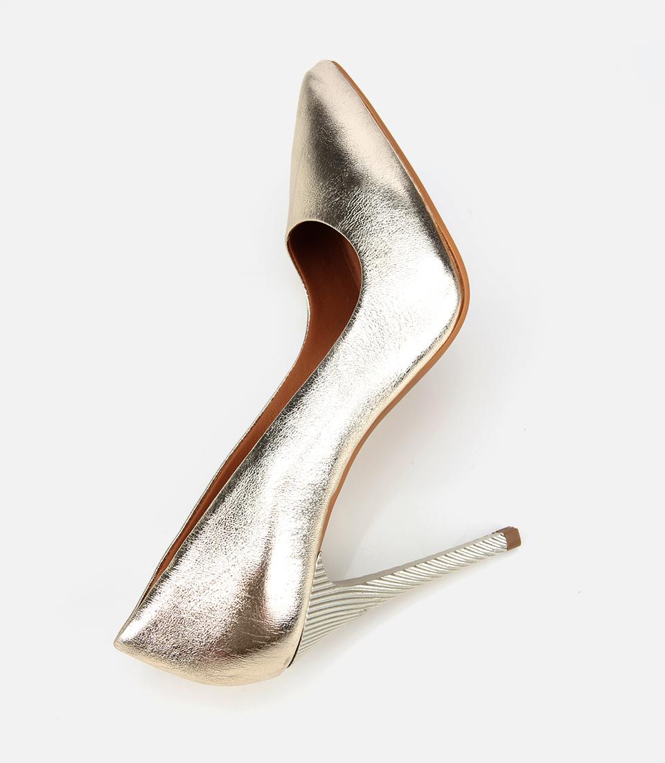 Kadın Deri Gold Yüksek Topuklu Stiletto