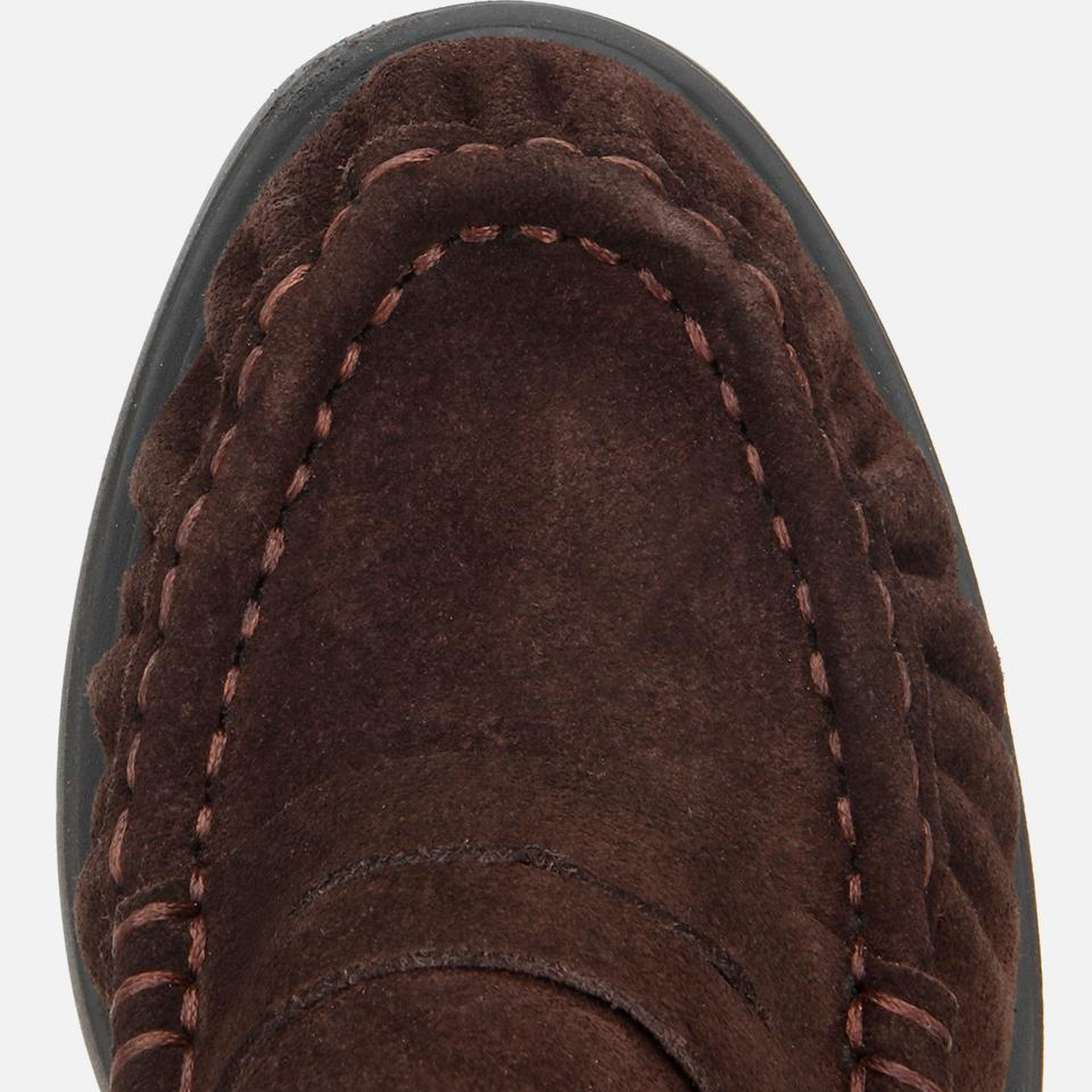 Kadın Süet Deri Kahverengi Kalın Topuklu Klasik Loafer