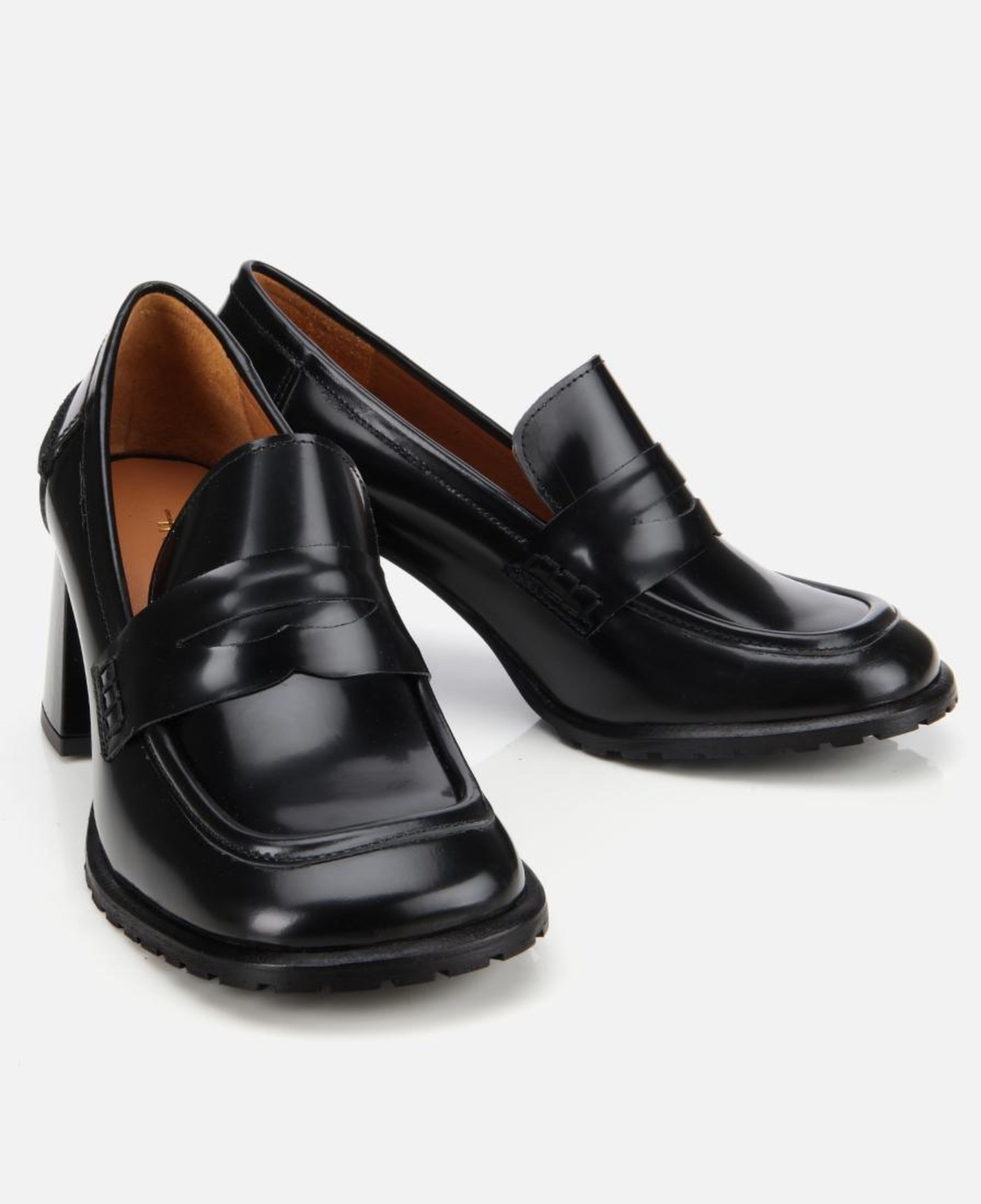 Kadın Açma Deri Siyah Topuklu Klasik Loafer
