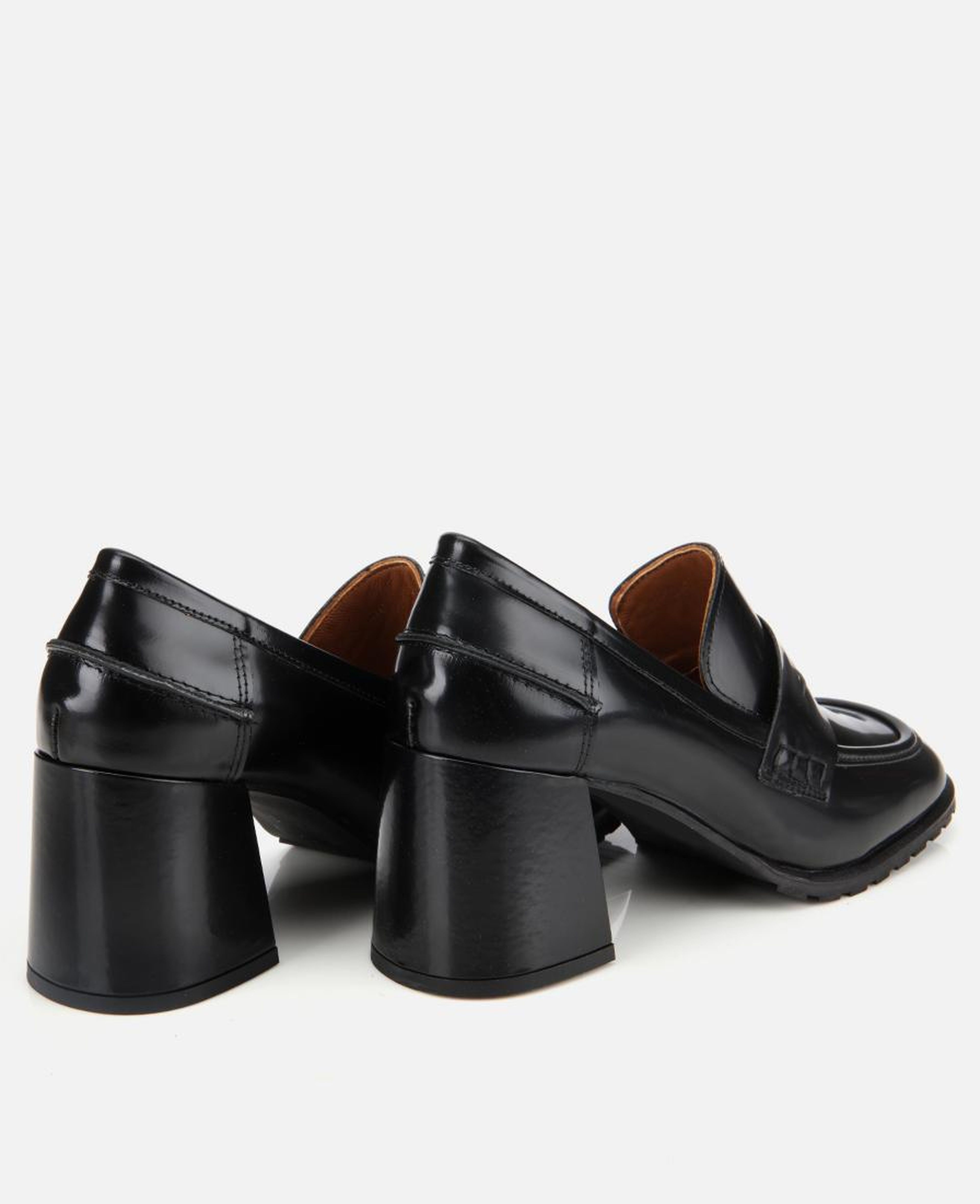 Kadın Açma Deri Siyah Topuklu Klasik Loafer