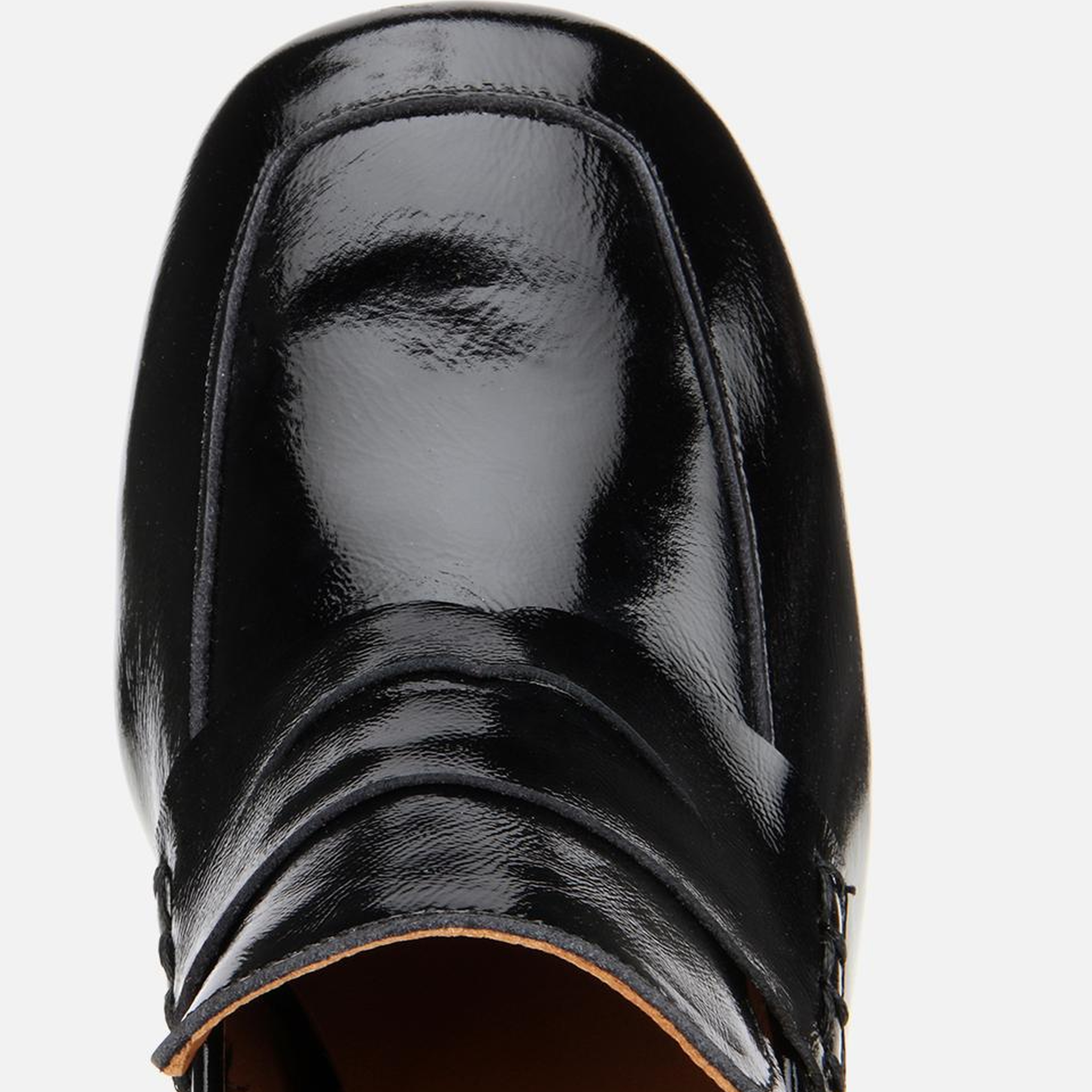 Kadın Rugan Deri Siyah Topuklu Klasik Loafer