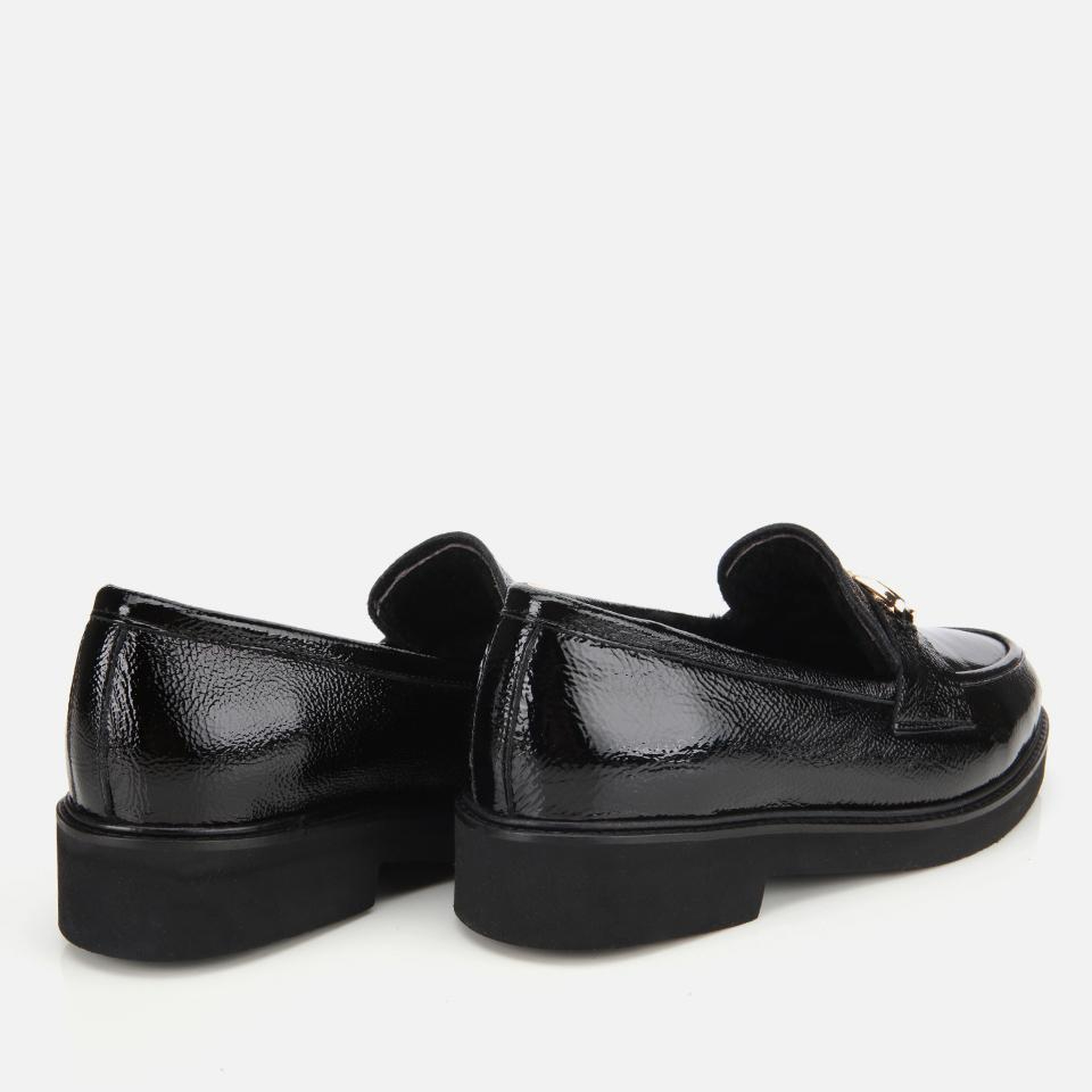 Kadın Rugan Deri Siyah Tokalı Klasik Loafer