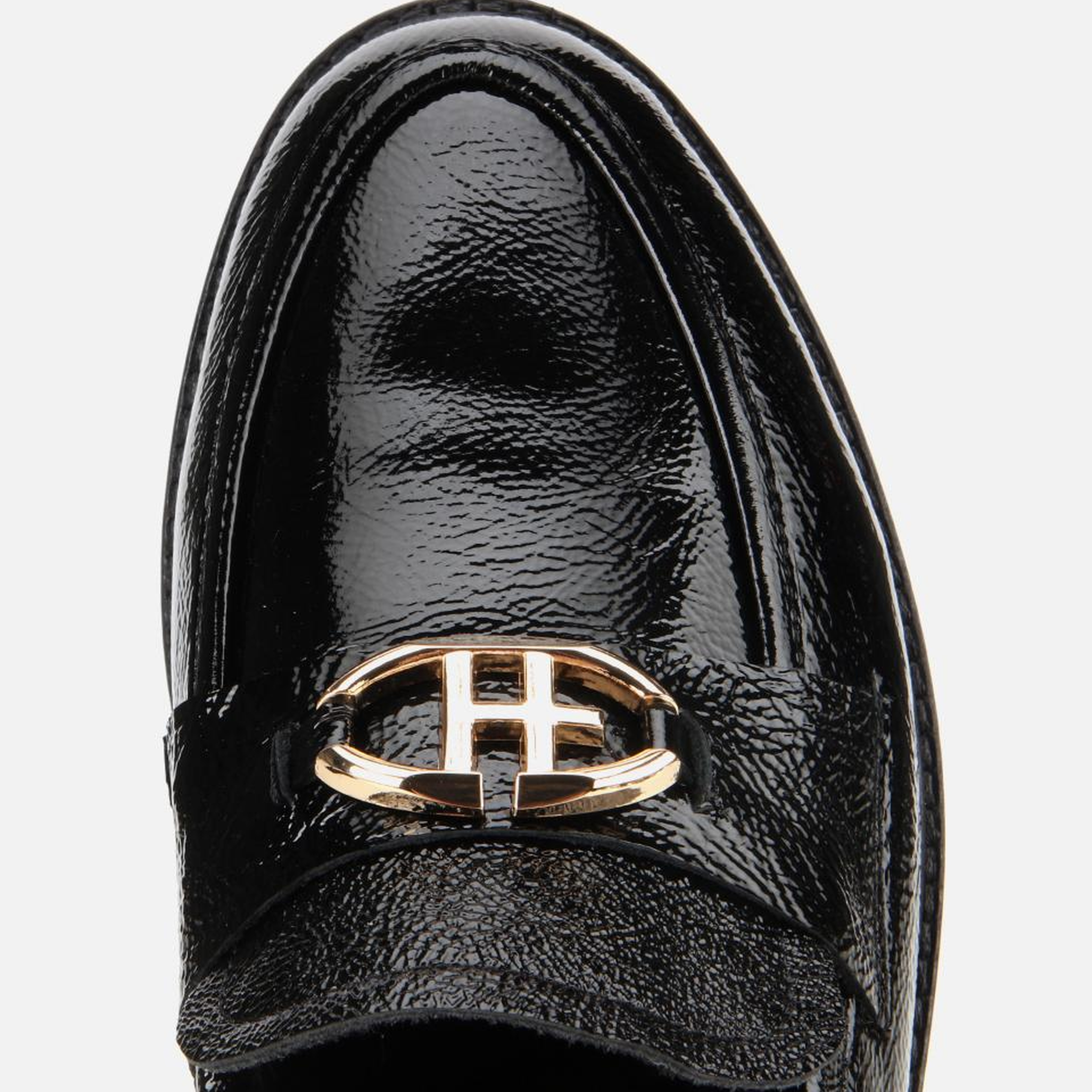Kadın Rugan Deri Siyah Tokalı Klasik Loafer