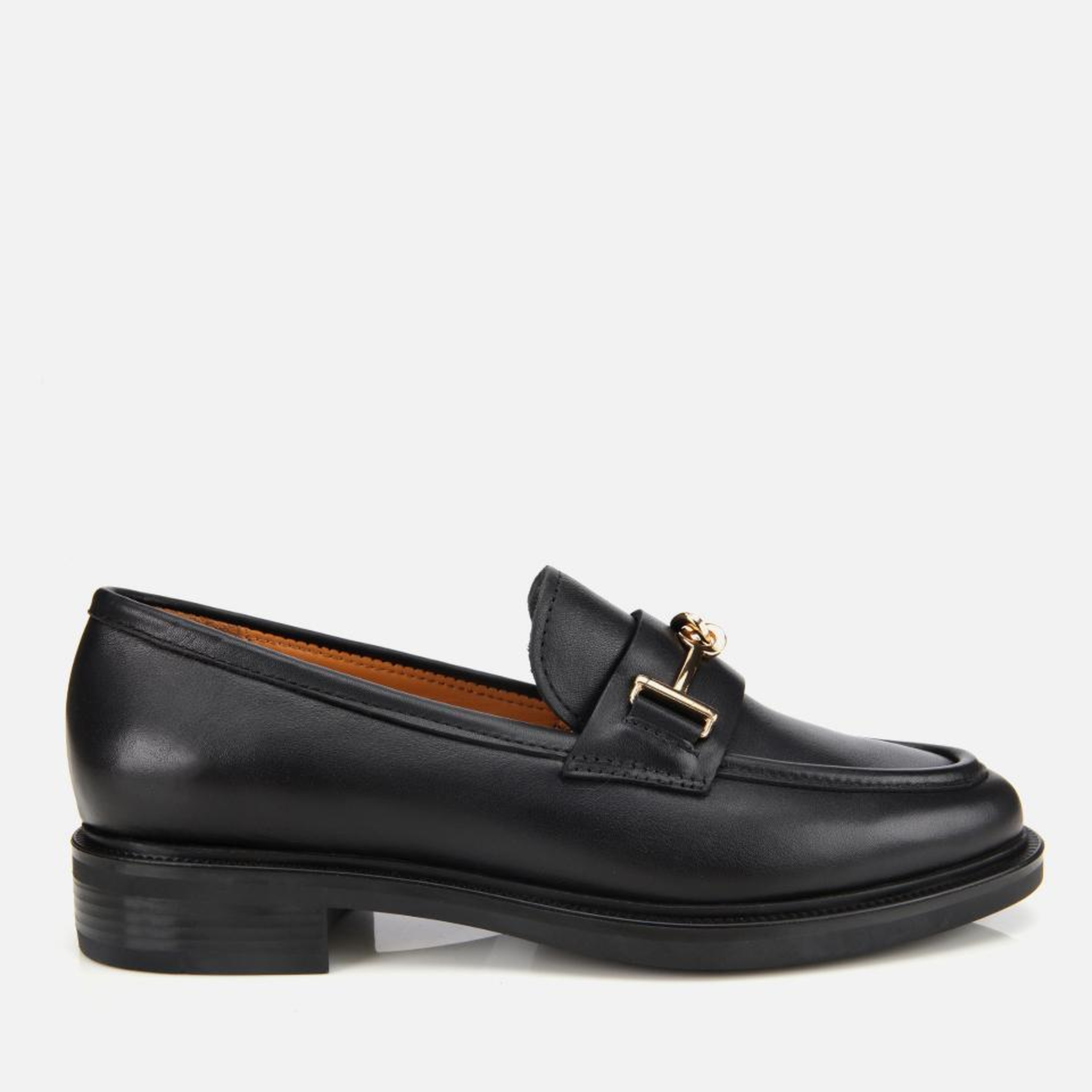 Kadın Deri Siyah Tokalı Klasik Loafer