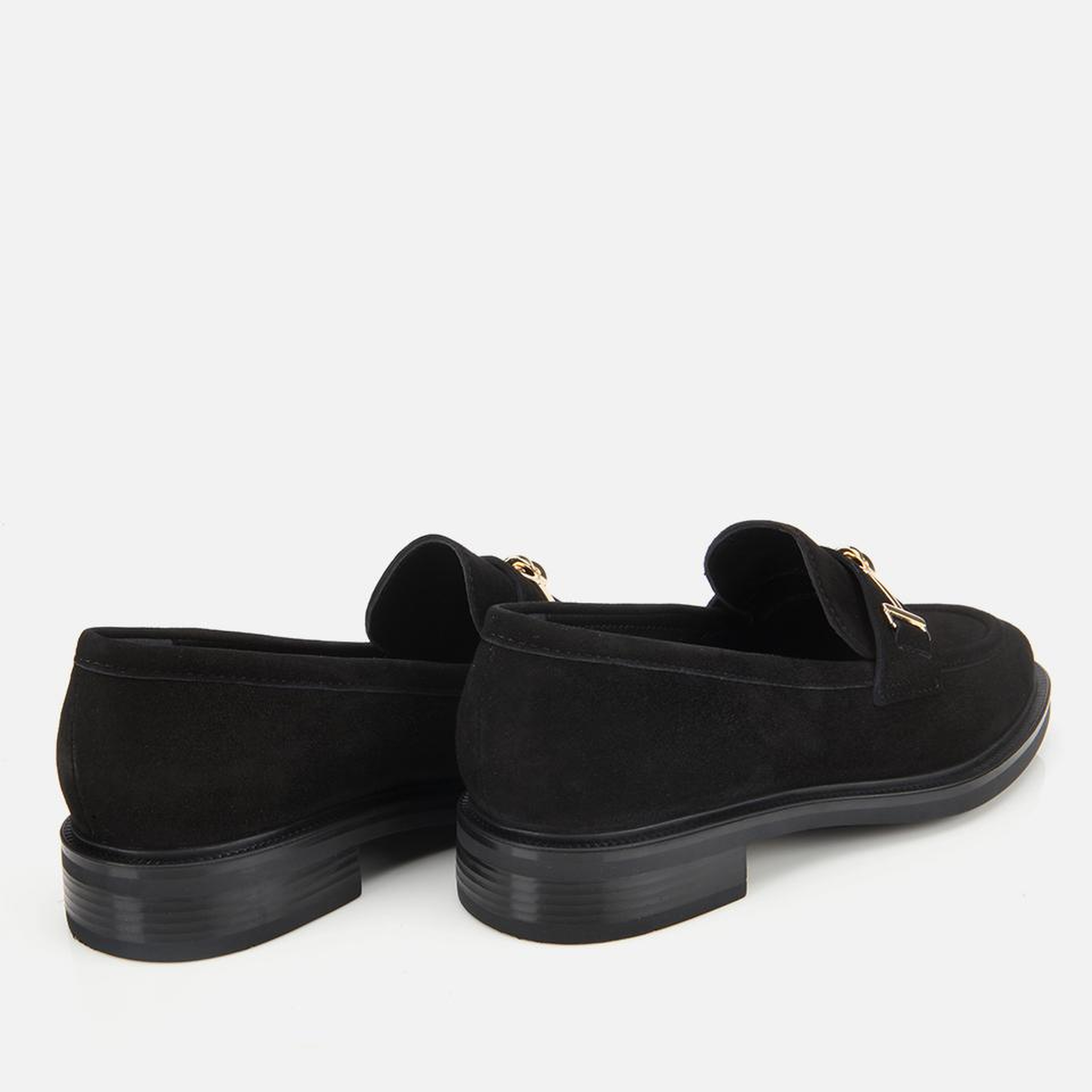 Kadın Süet Deri Siyah Tokalı Klasik Loafer