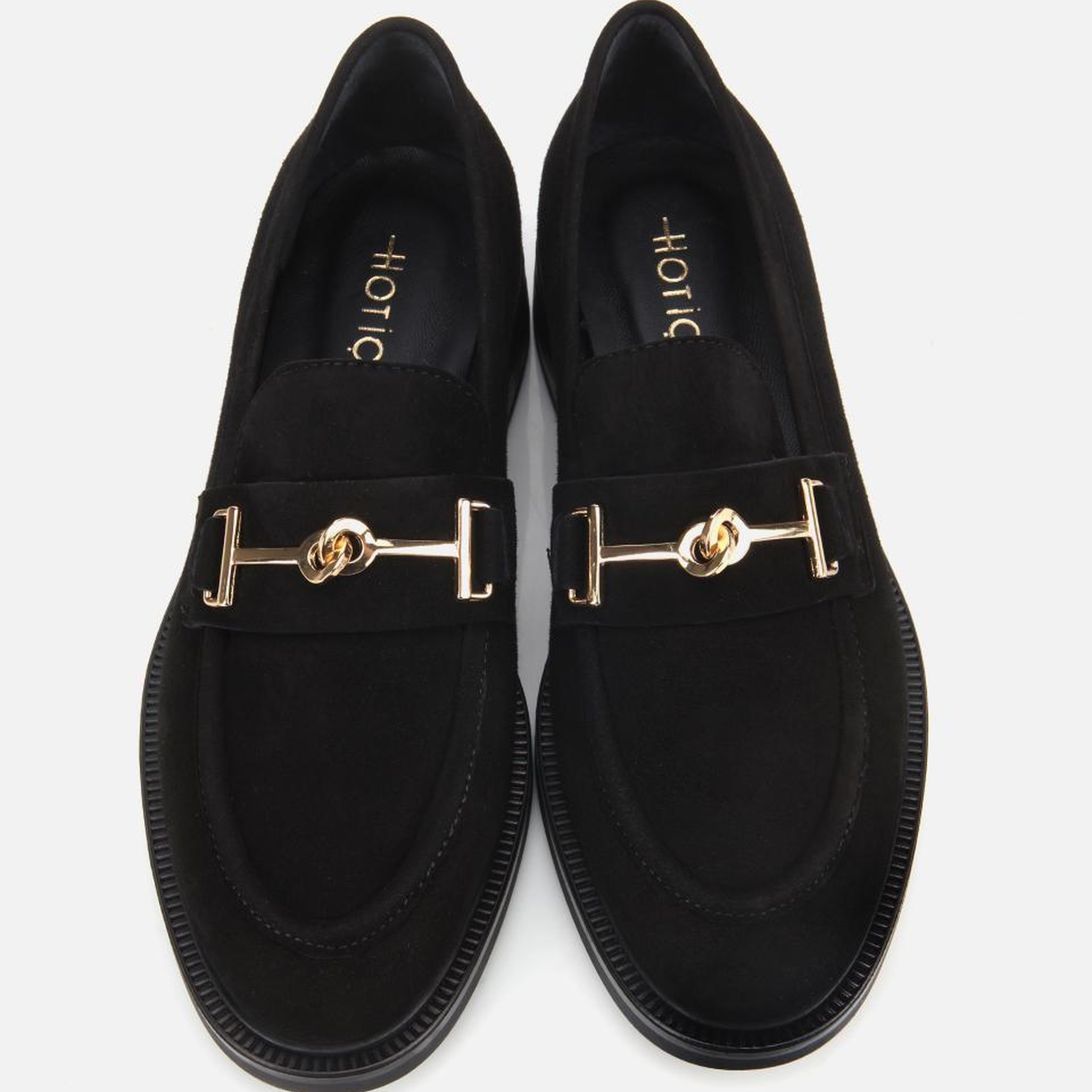 Kadın Süet Deri Siyah Tokalı Klasik Loafer