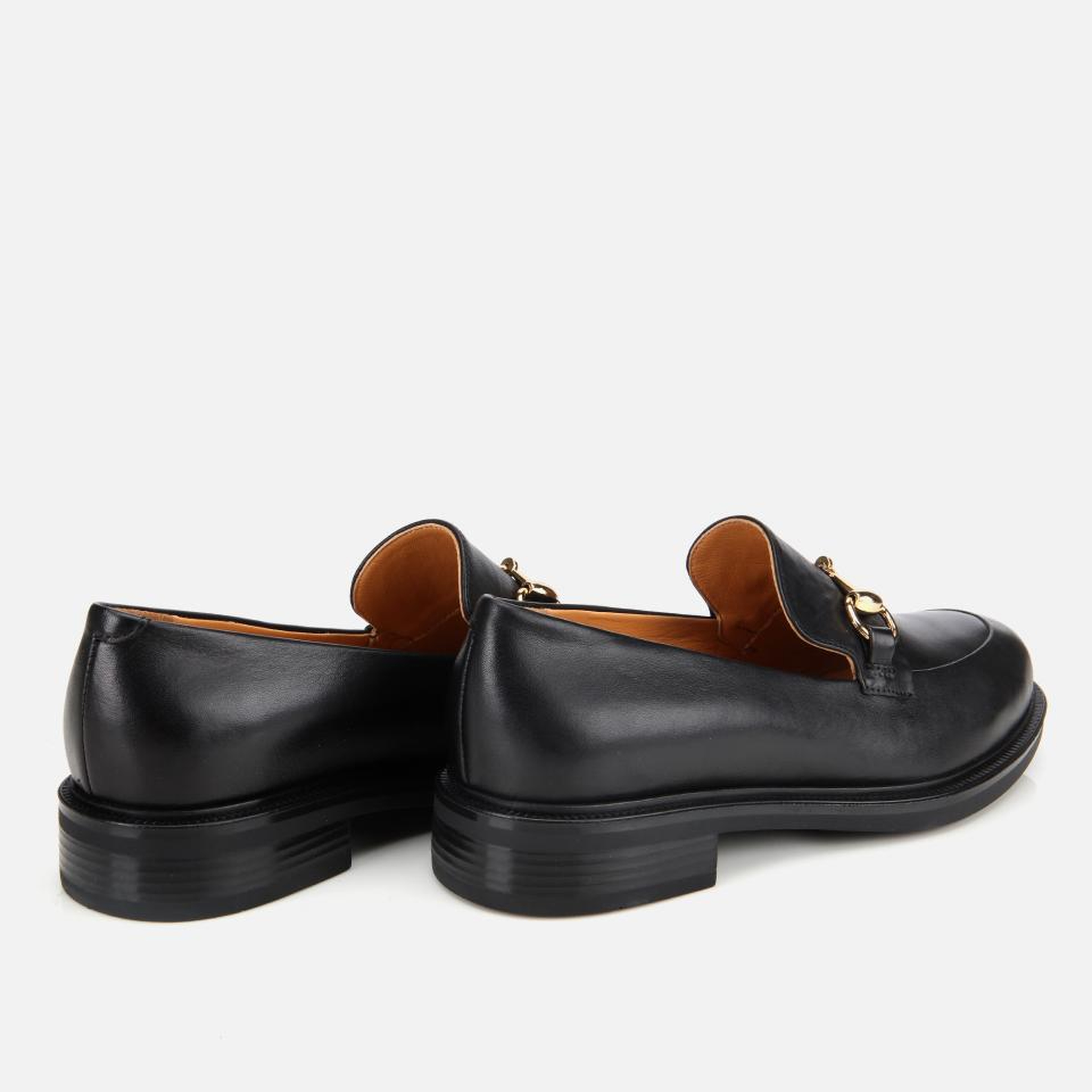 Kadın Deri Siyah Tokalı Klasik Loafer