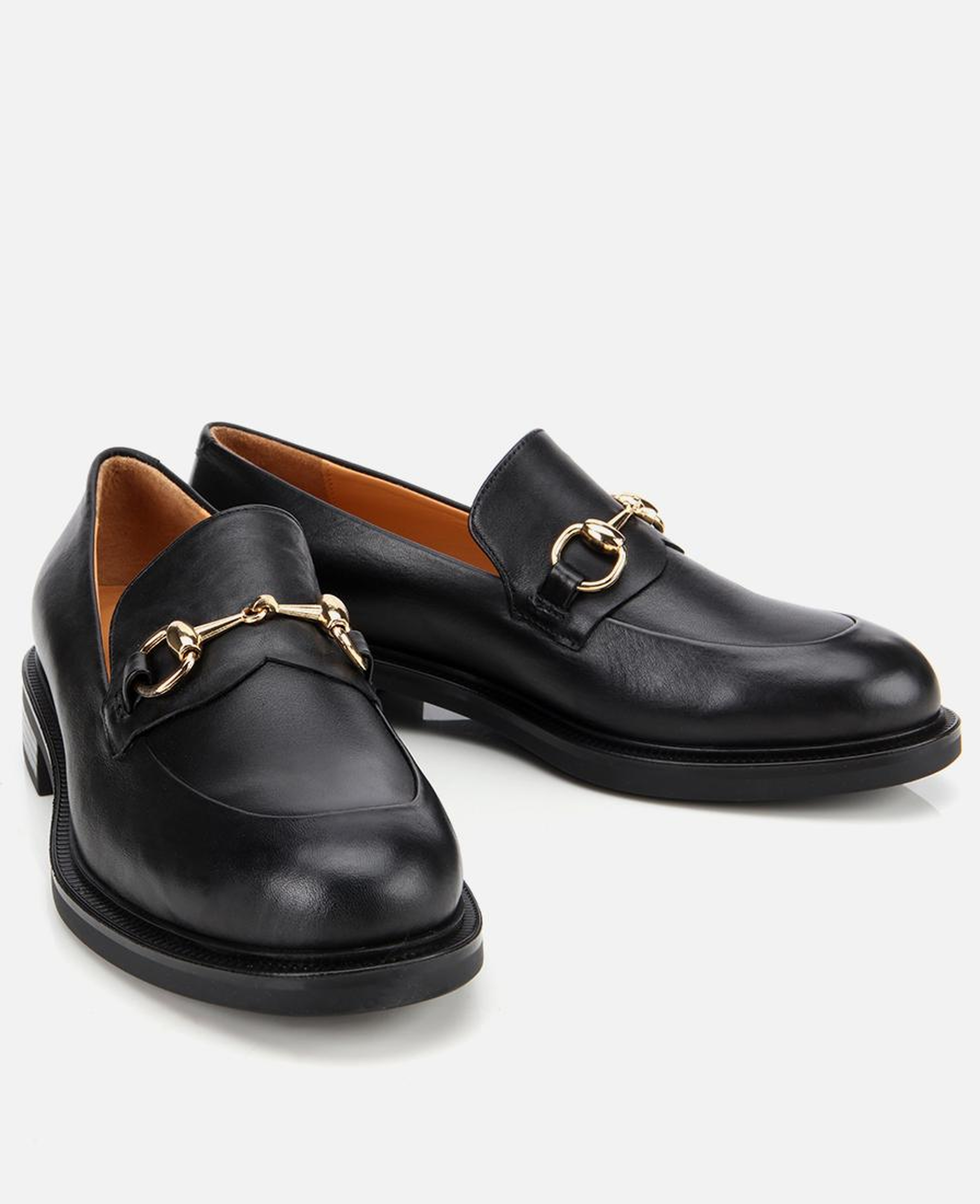Kadın Deri Siyah Tokalı Klasik Loafer