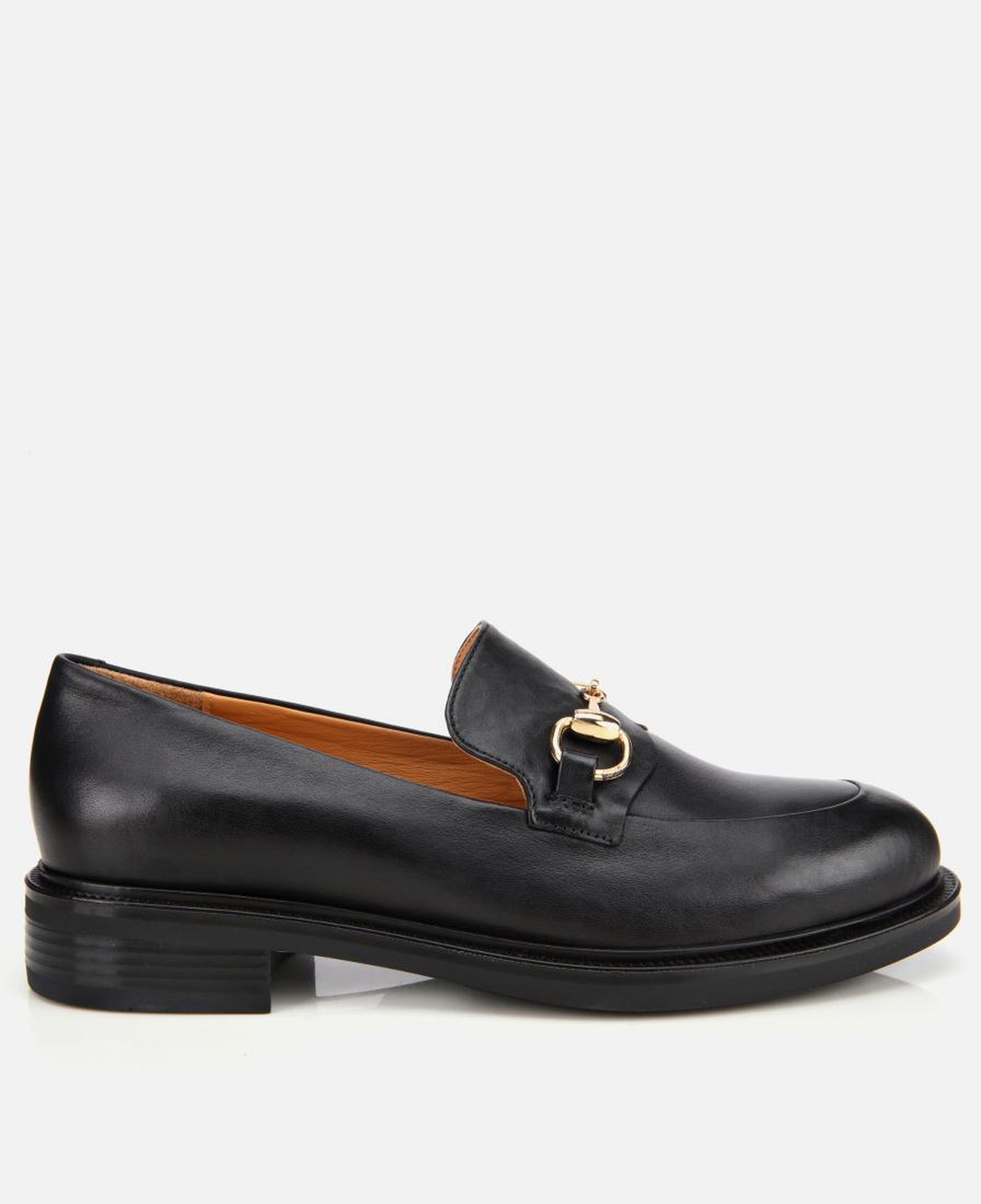 Kadın Deri Siyah Tokalı Klasik Loafer