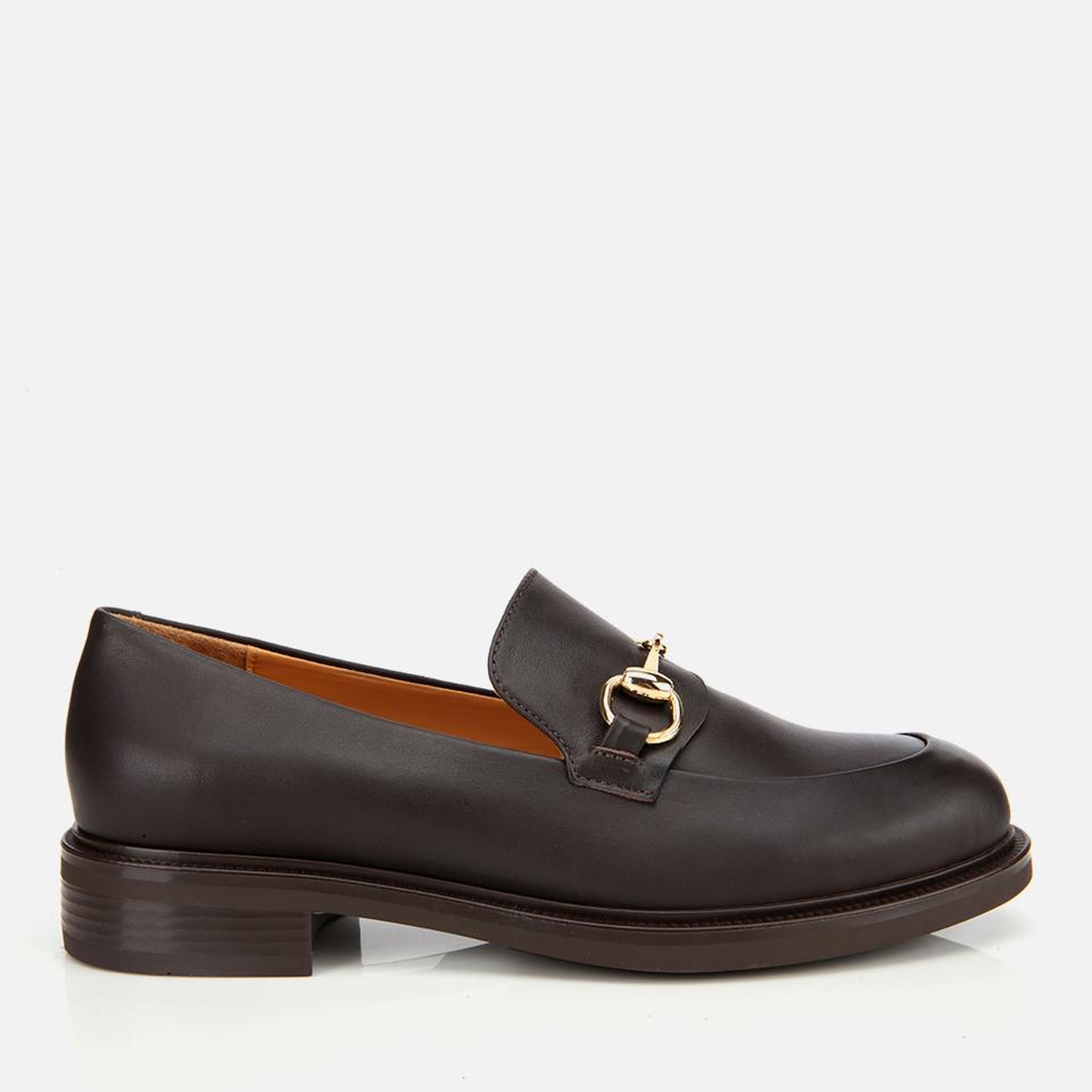 Kadın Deri Kahverengi Tokalı Klasik Loafer