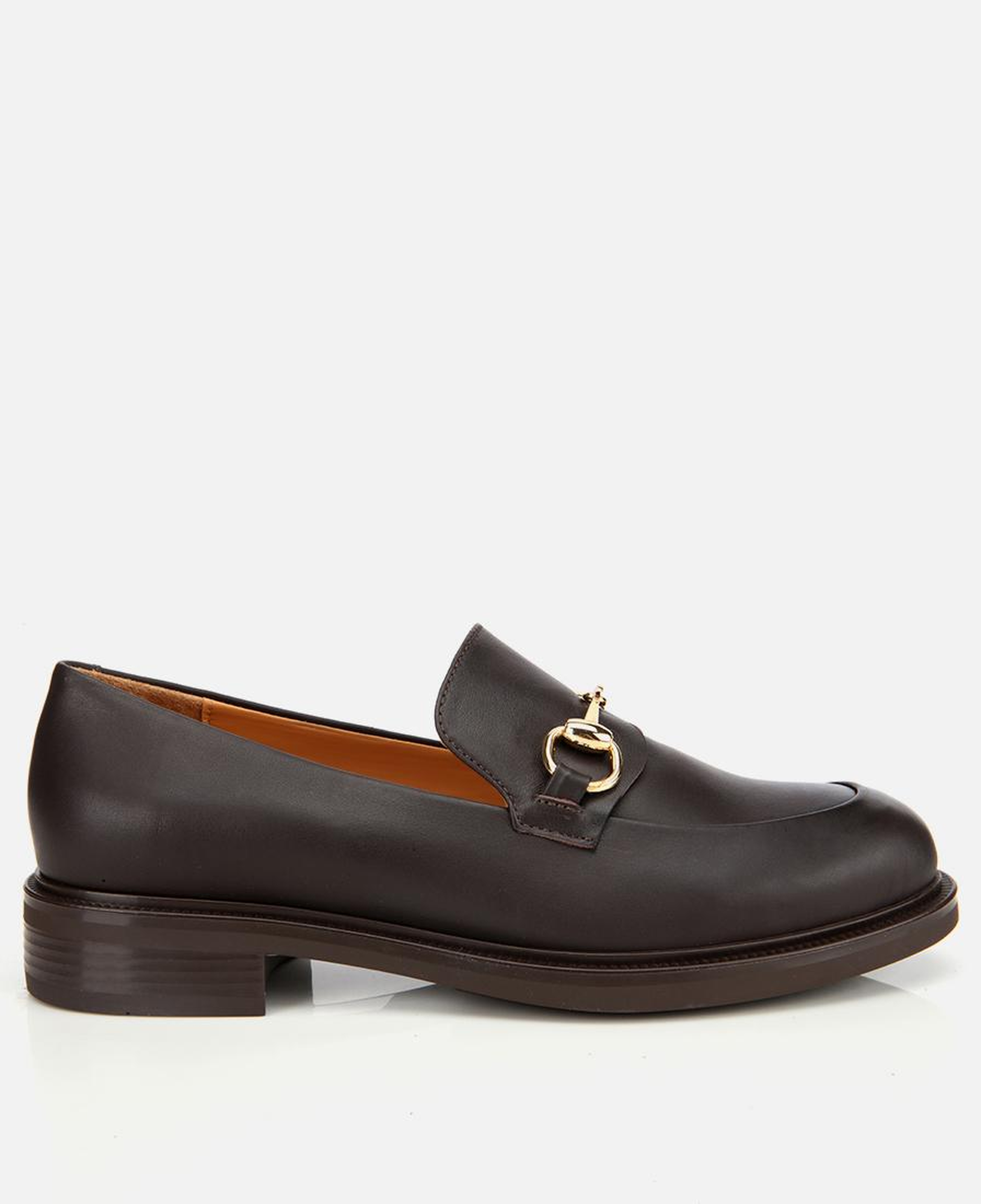 Kadın Deri Kahverengi Tokalı Klasik Loafer