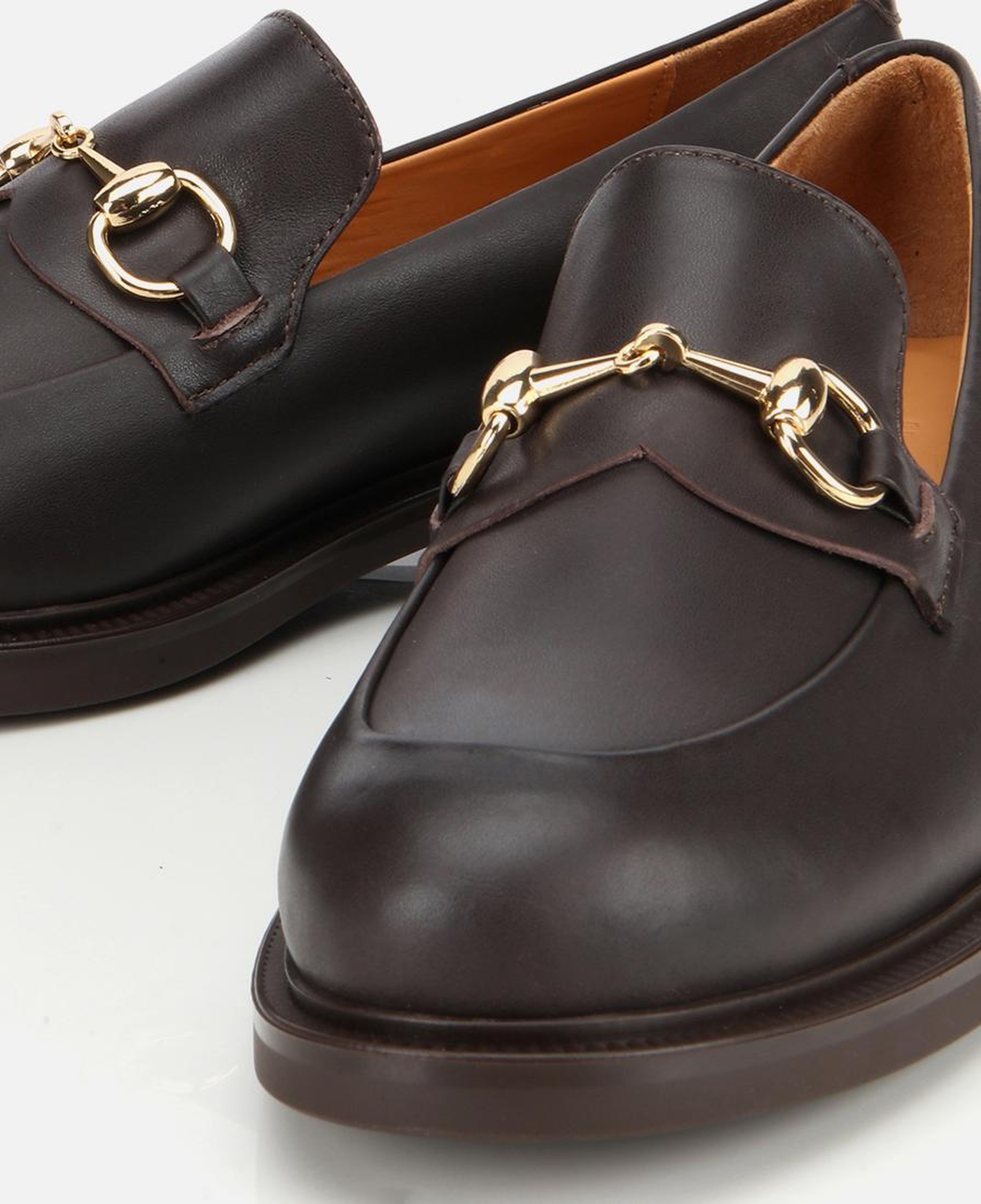 Kadın Deri Kahverengi Tokalı Klasik Loafer