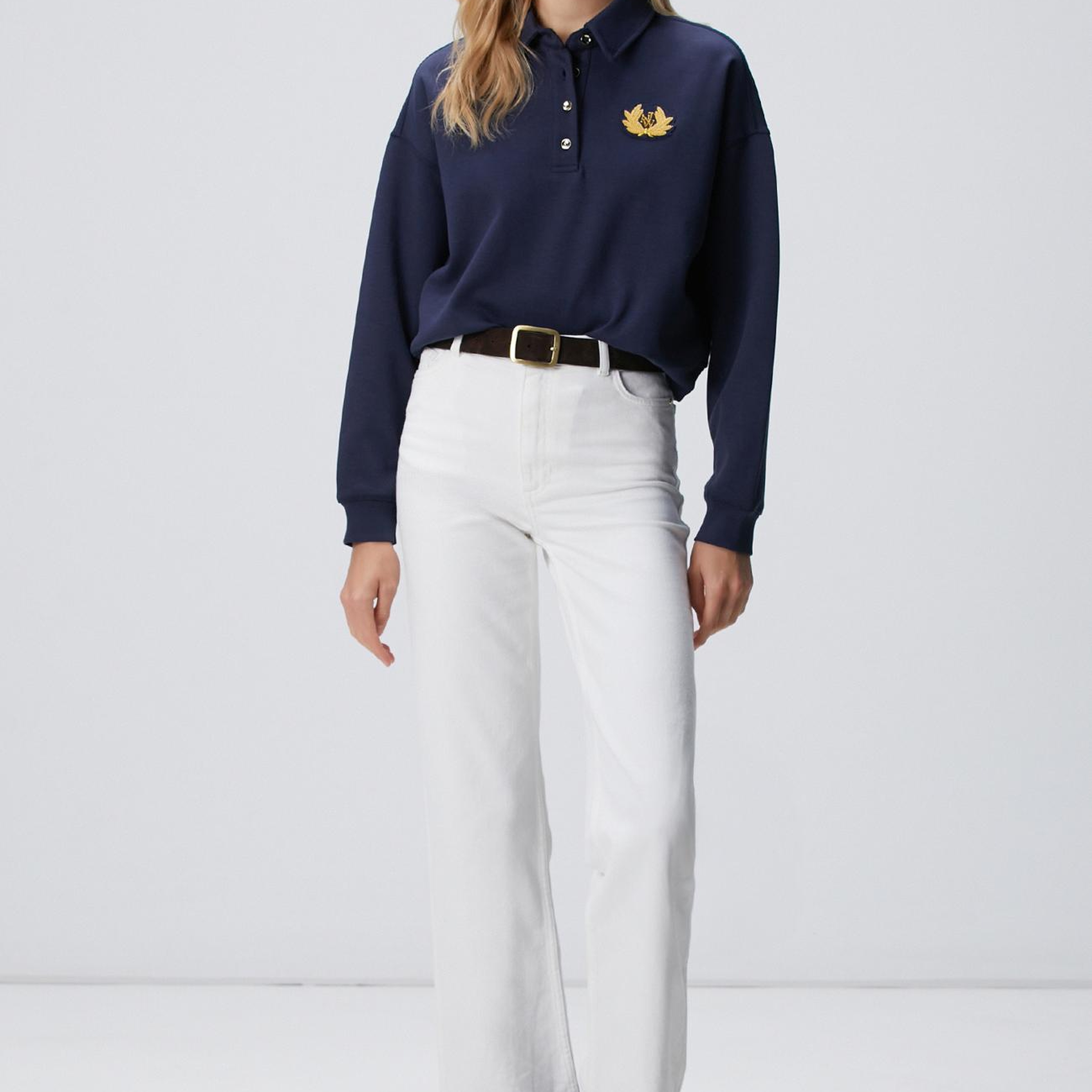 Network Kadın Lacivert Patch Detaylı Sweatshirt