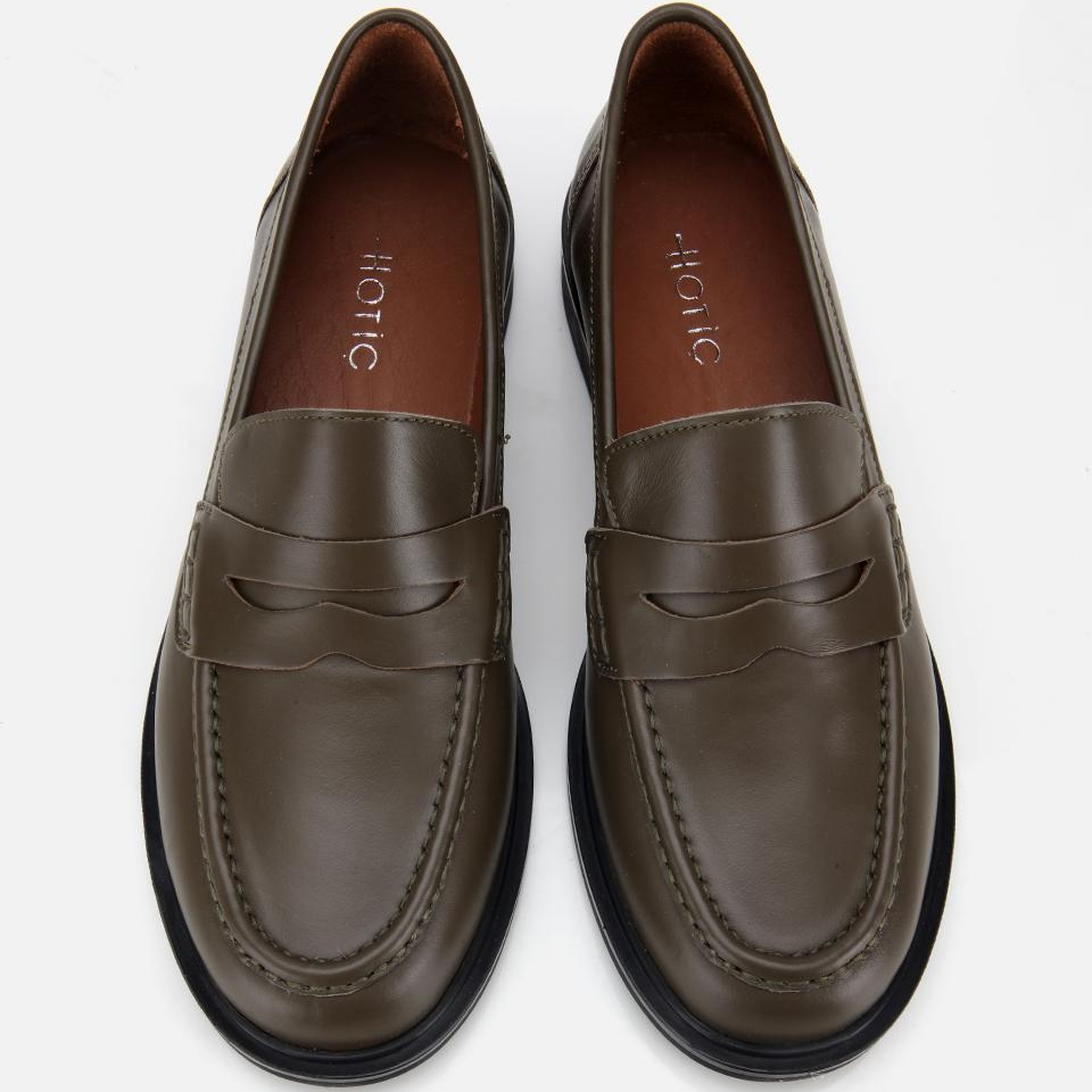 Kadın Deri Haki Yumuşak Dokulu Klasik Loafer