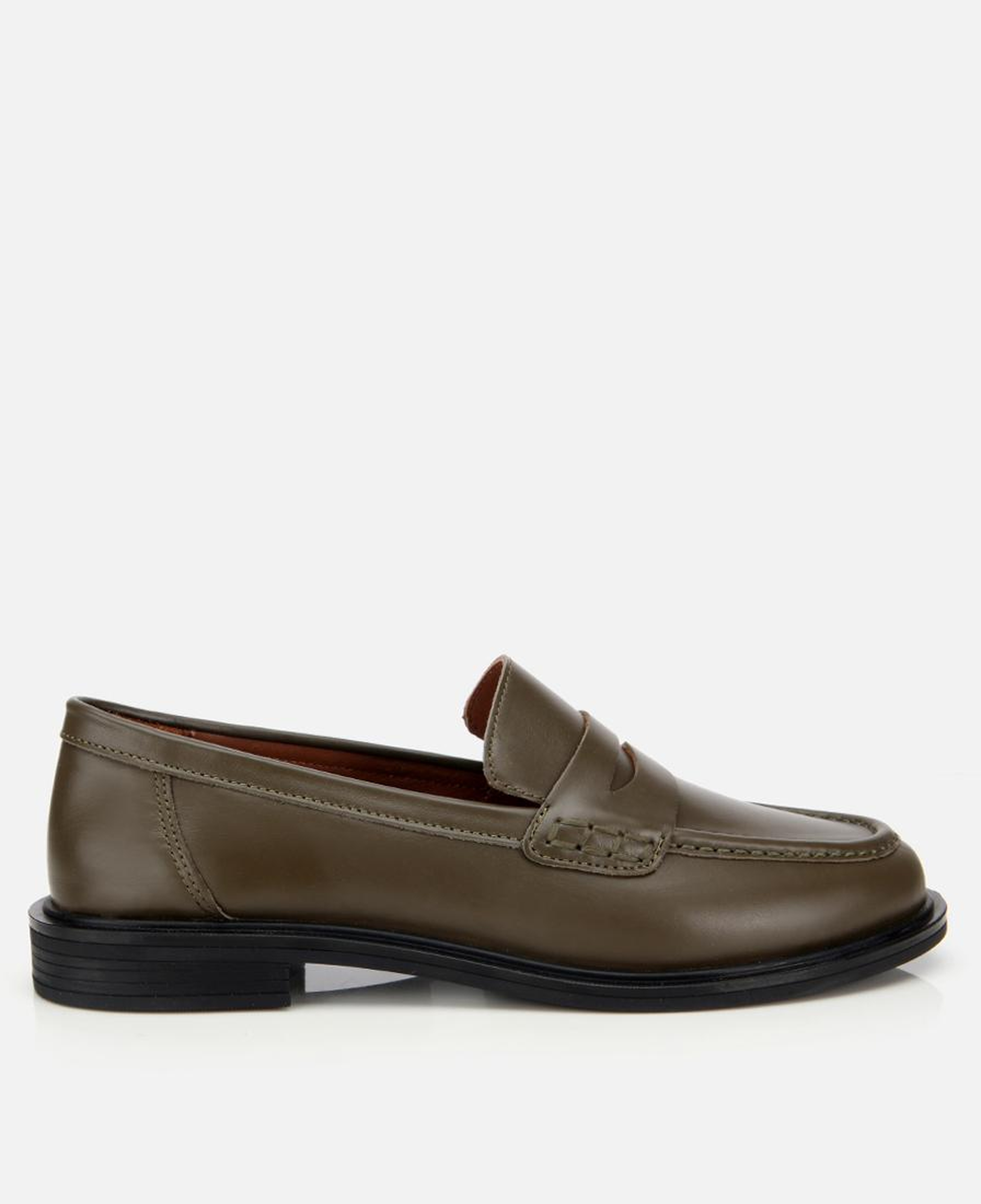 Kadın Deri Haki Yumuşak Dokulu Klasik Loafer