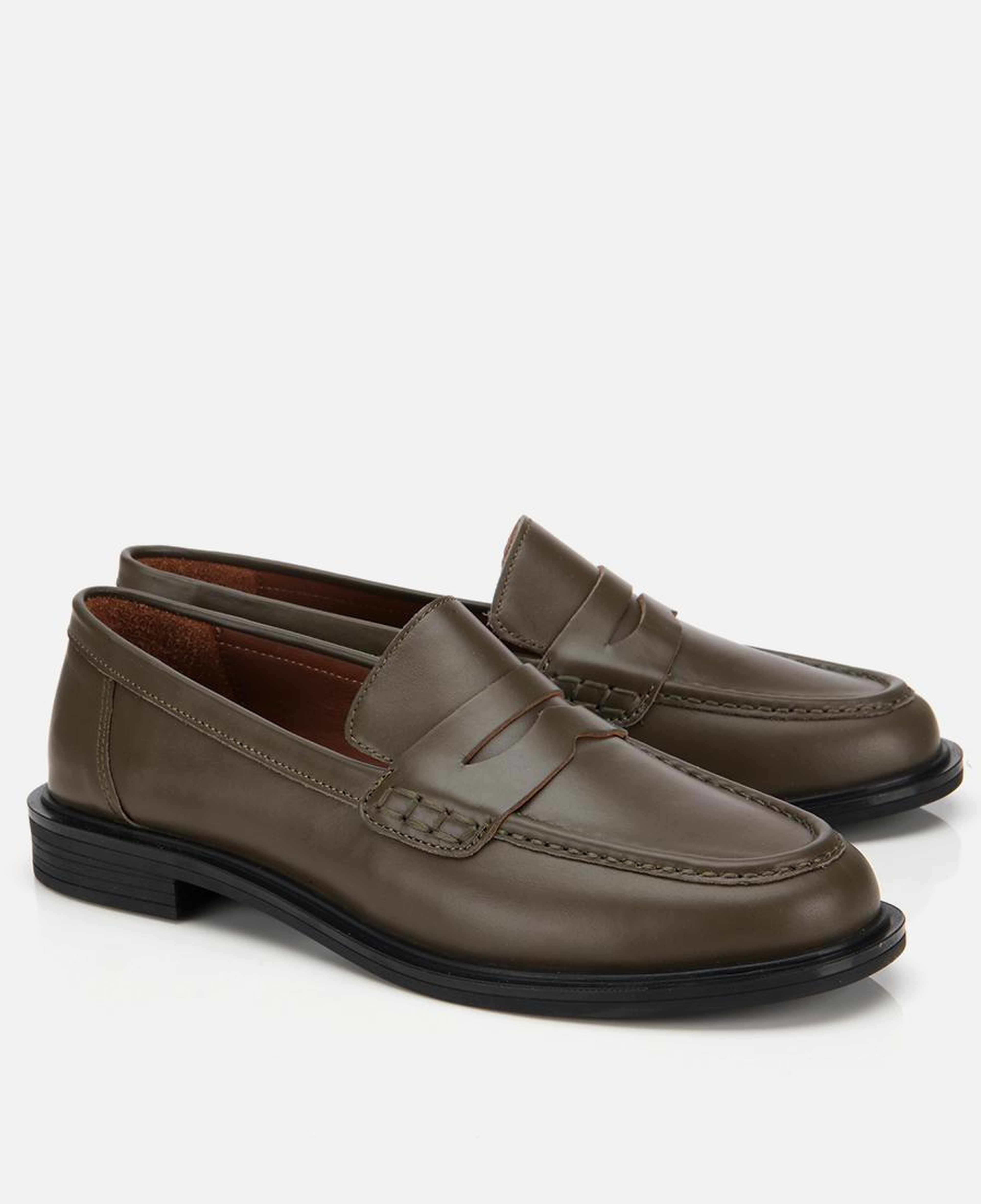 Kadın Deri Haki Yumuşak Dokulu Klasik Loafer