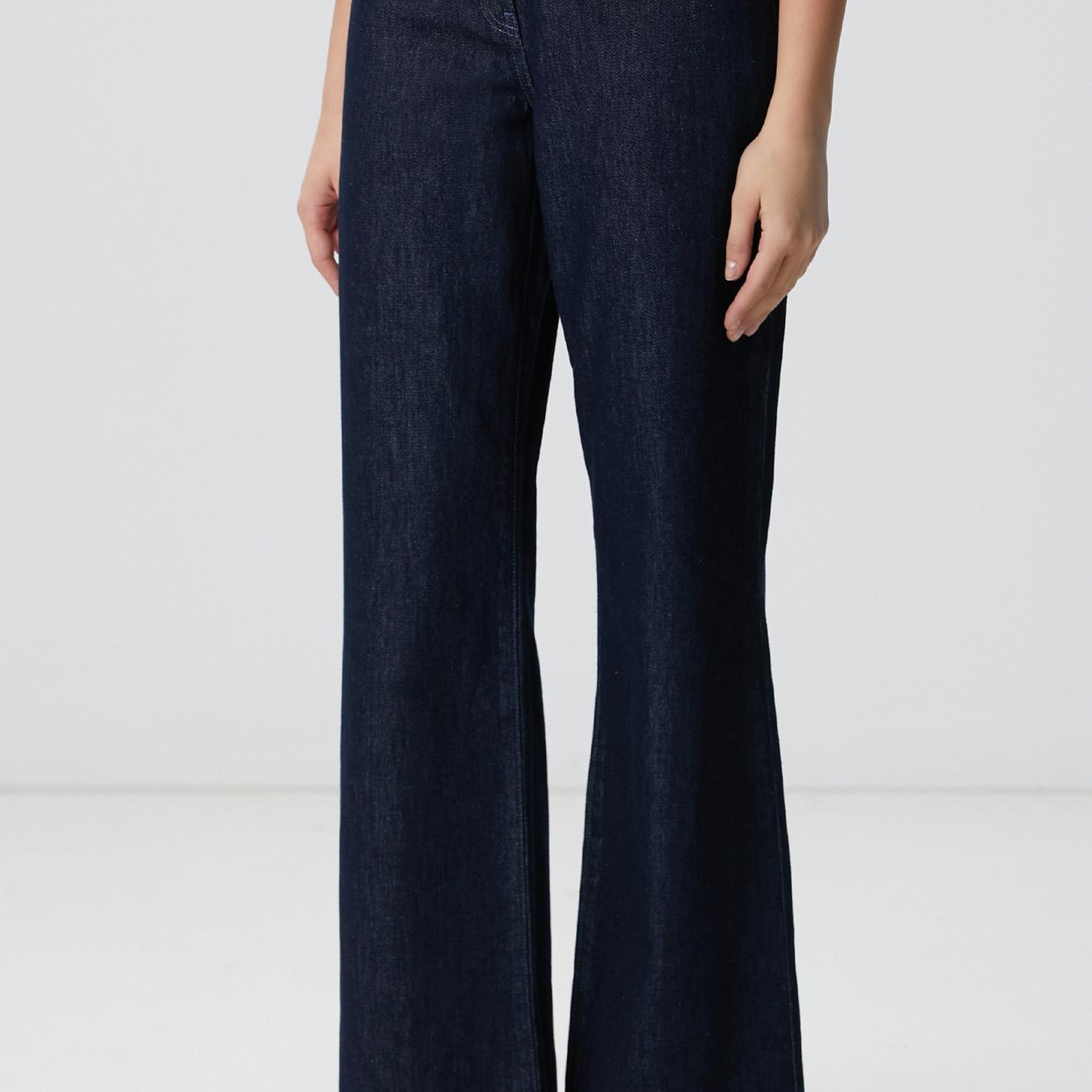 Network Kadın Koyu İndigo Mavi Geniş Paça Denim Pantolon