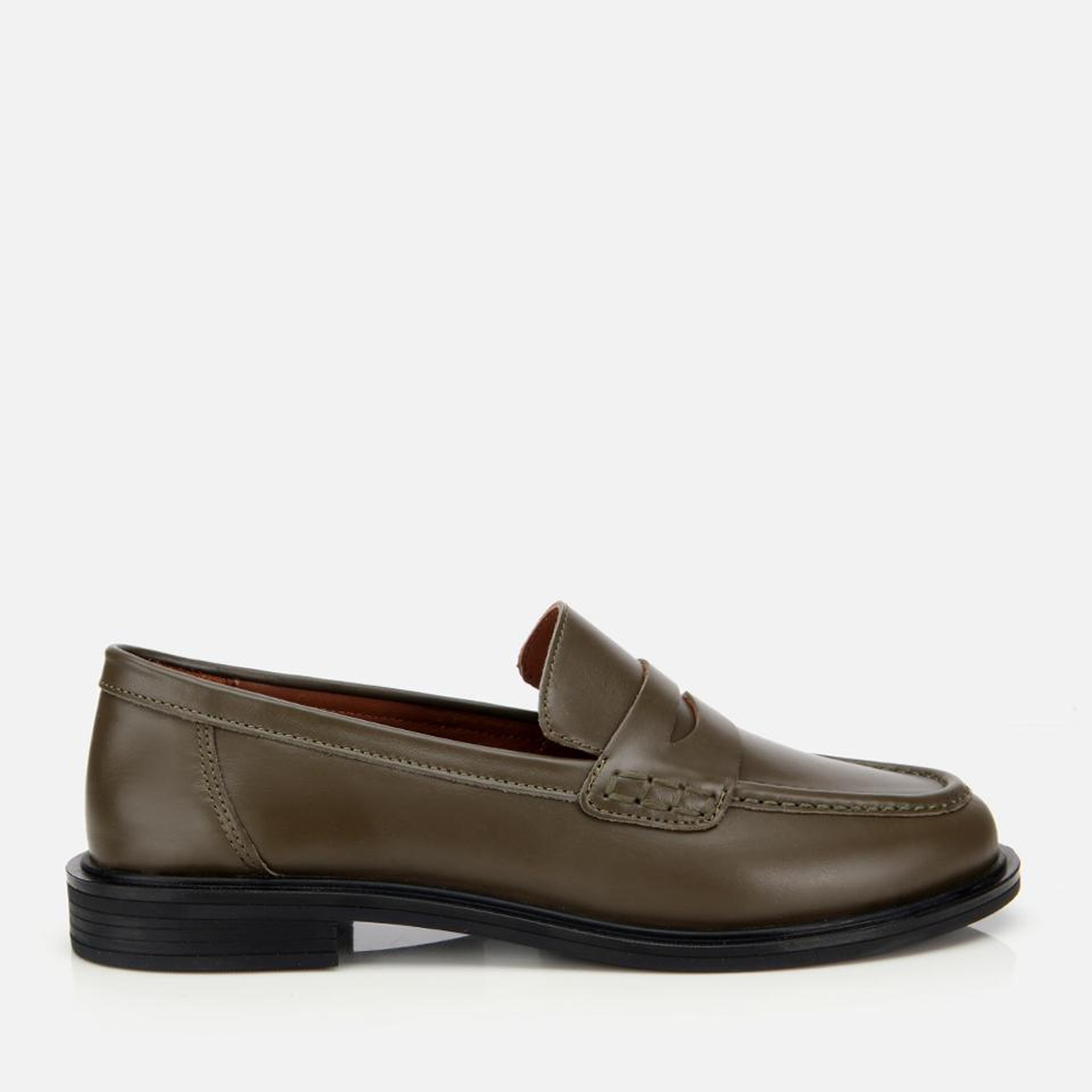 Kadın Deri Haki Yumuşak Dokulu Klasik Loafer