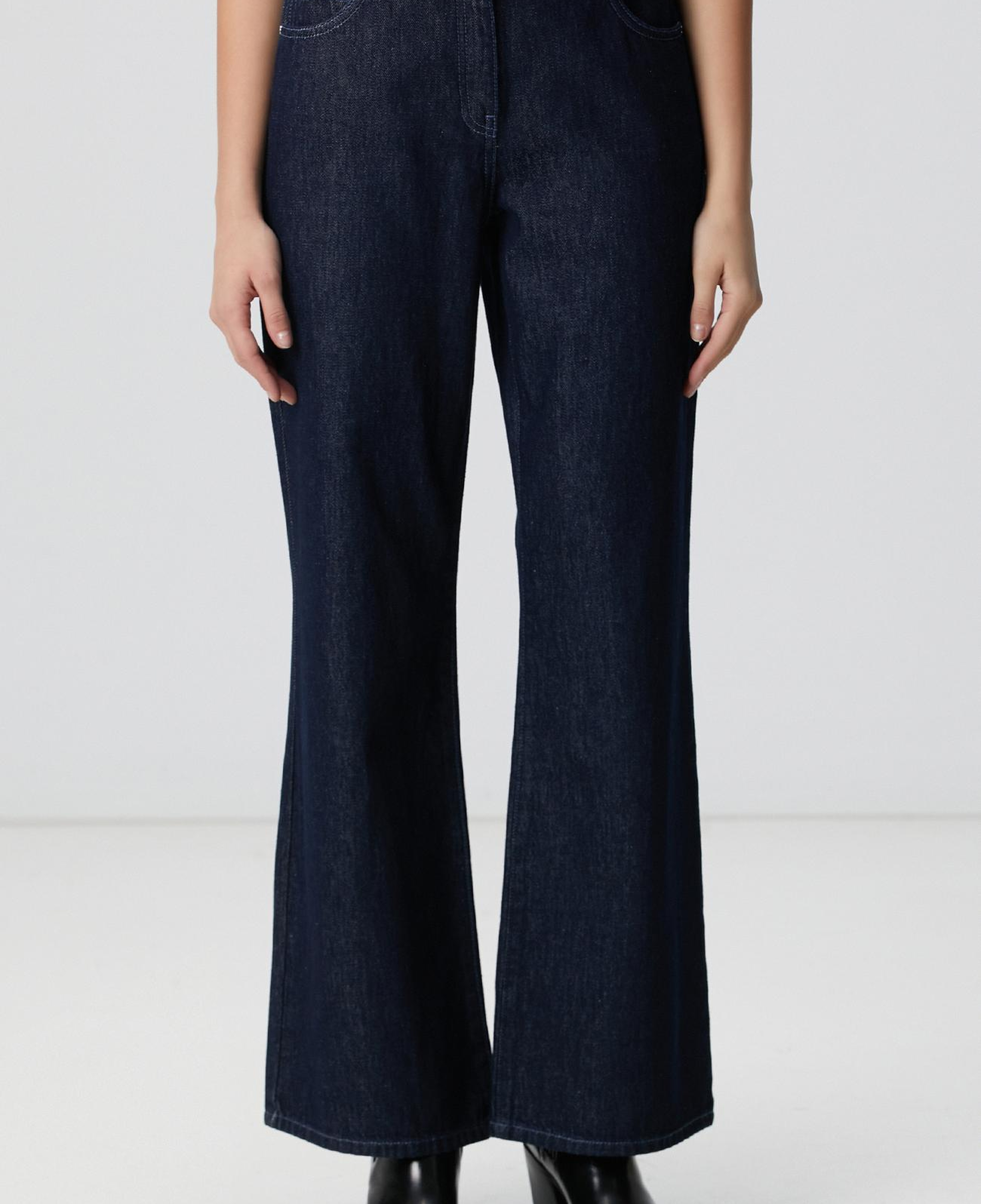 Network Kadın Koyu İndigo Mavi Geniş Paça Denim Pantolon