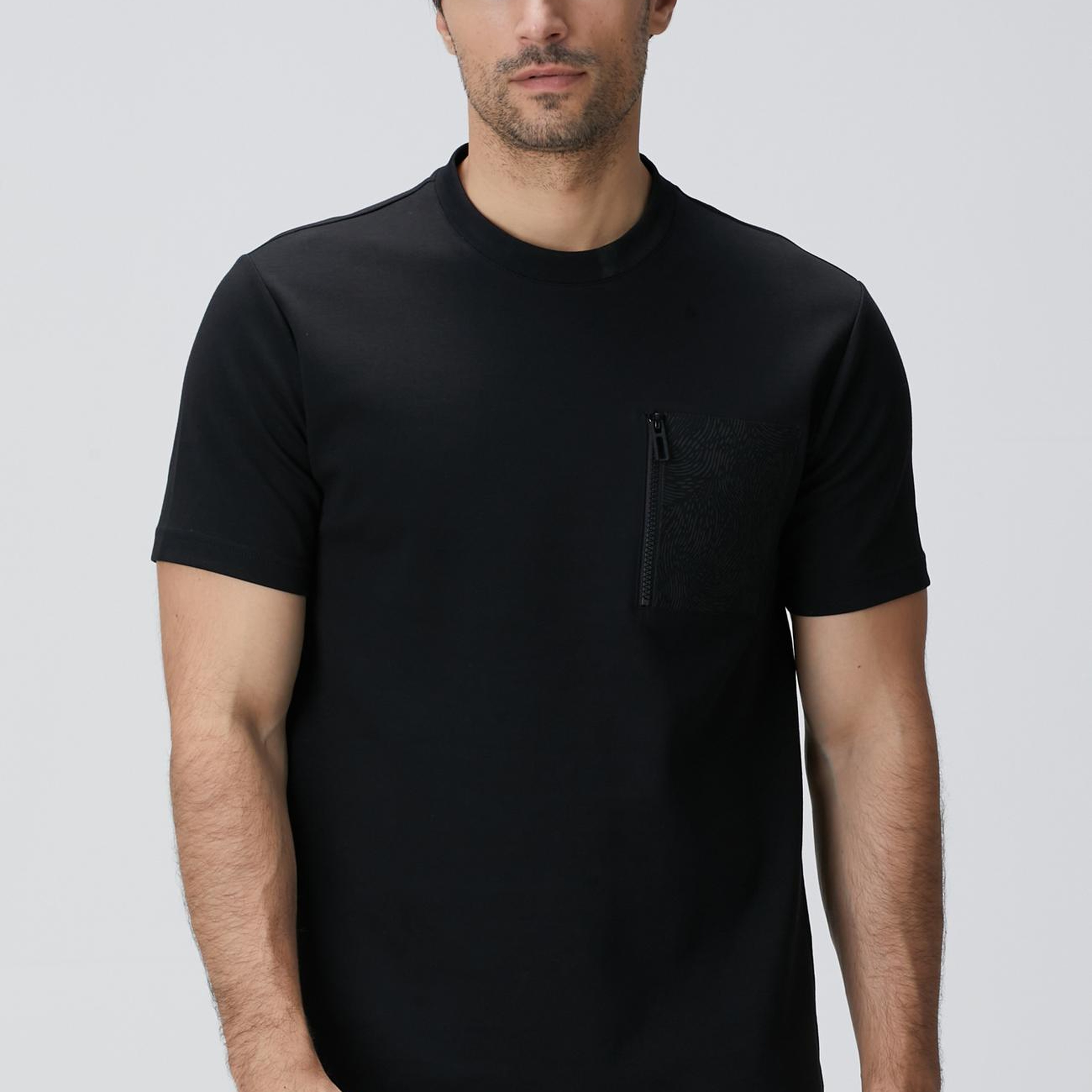 Network Erkek N-Tech Siyah Fermuar Cep Detaylı T-Shirt
