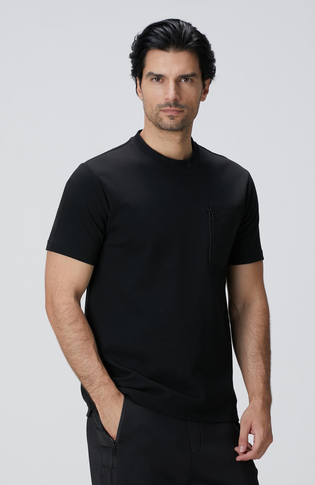 Network Erkek N-Tech Siyah Fermuar Cep Detaylı T-Shirt