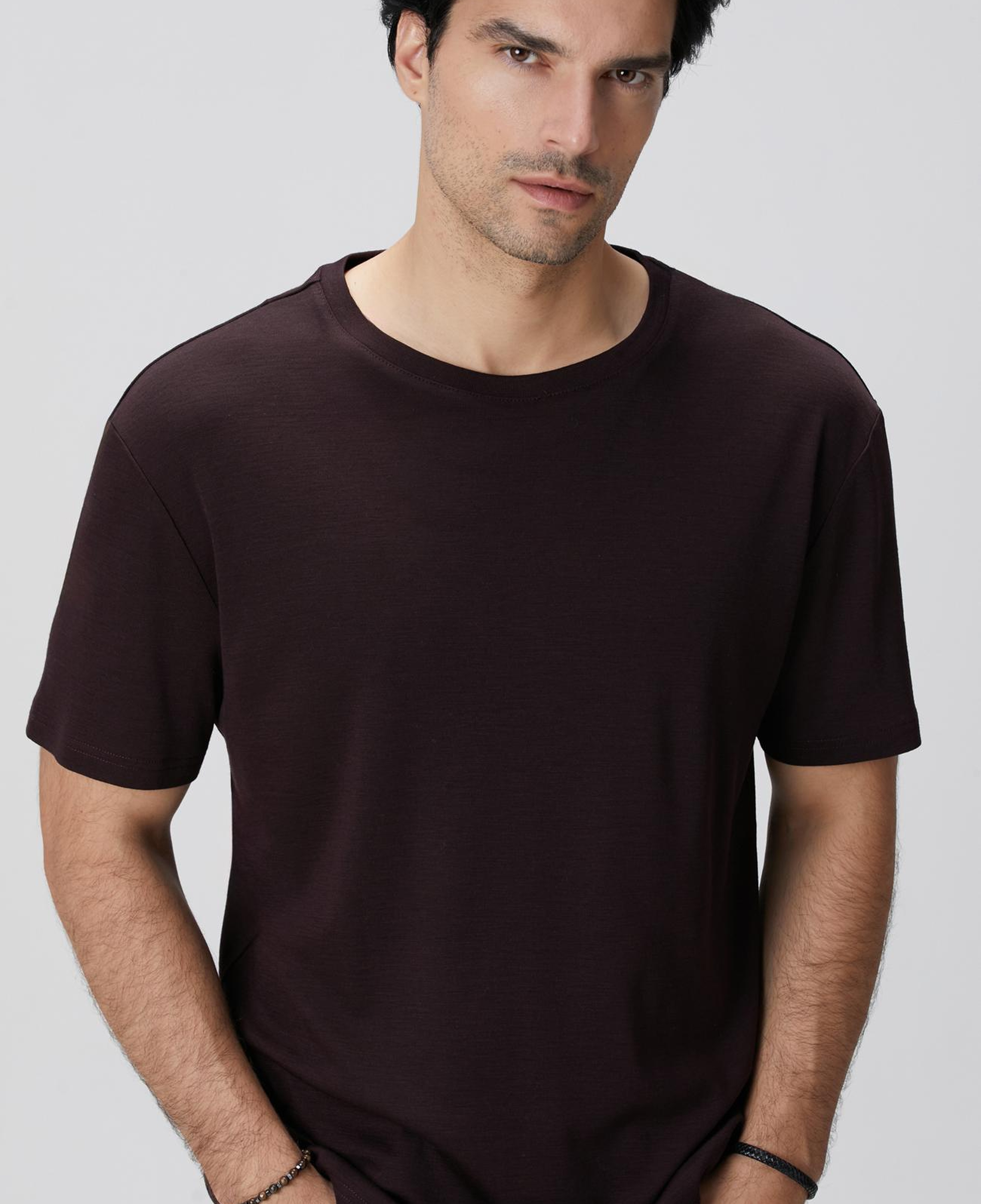 Network Erkek Bordo Yün T-Shirt