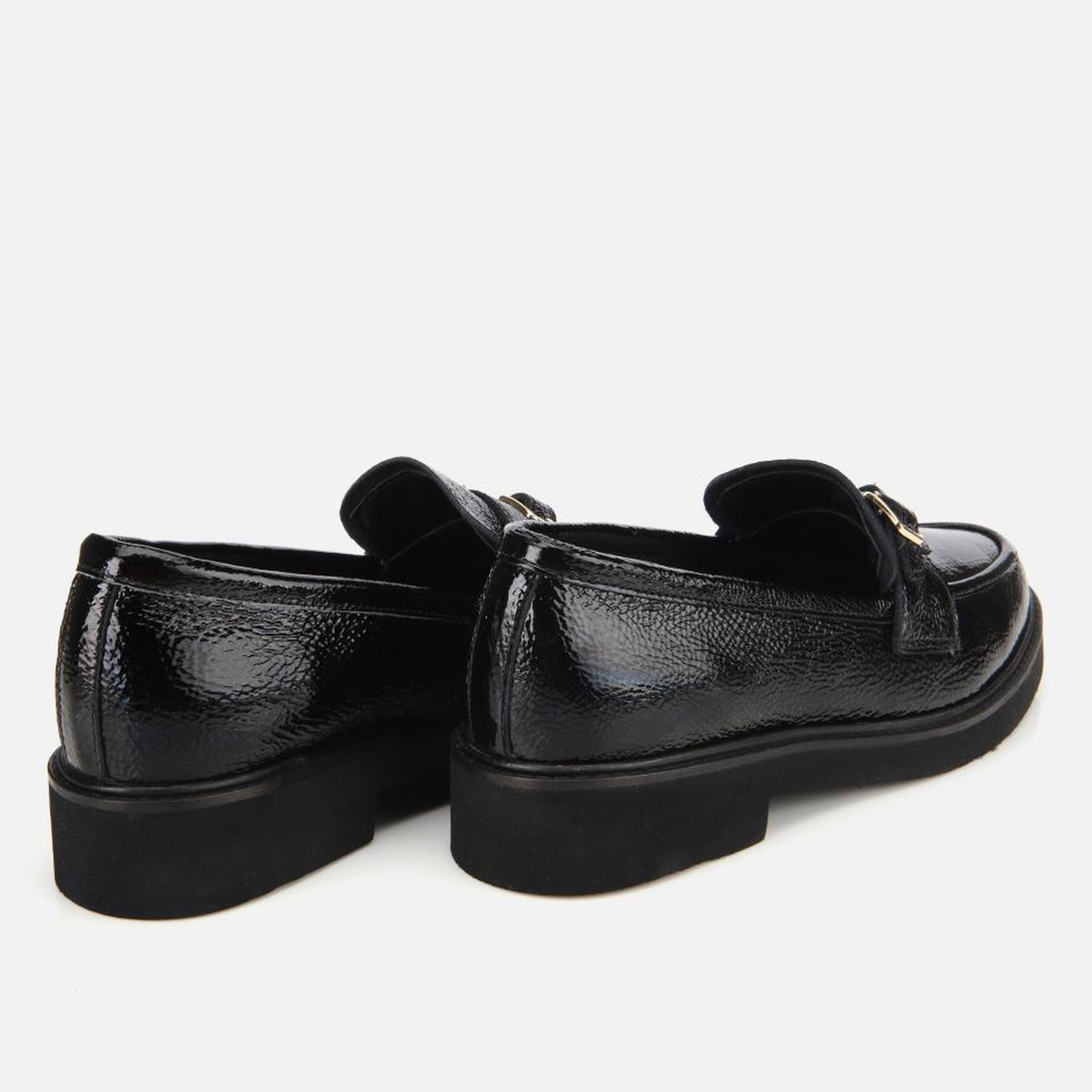 Kadın Rugan Deri Siyah Tokalı Klasik Loafer