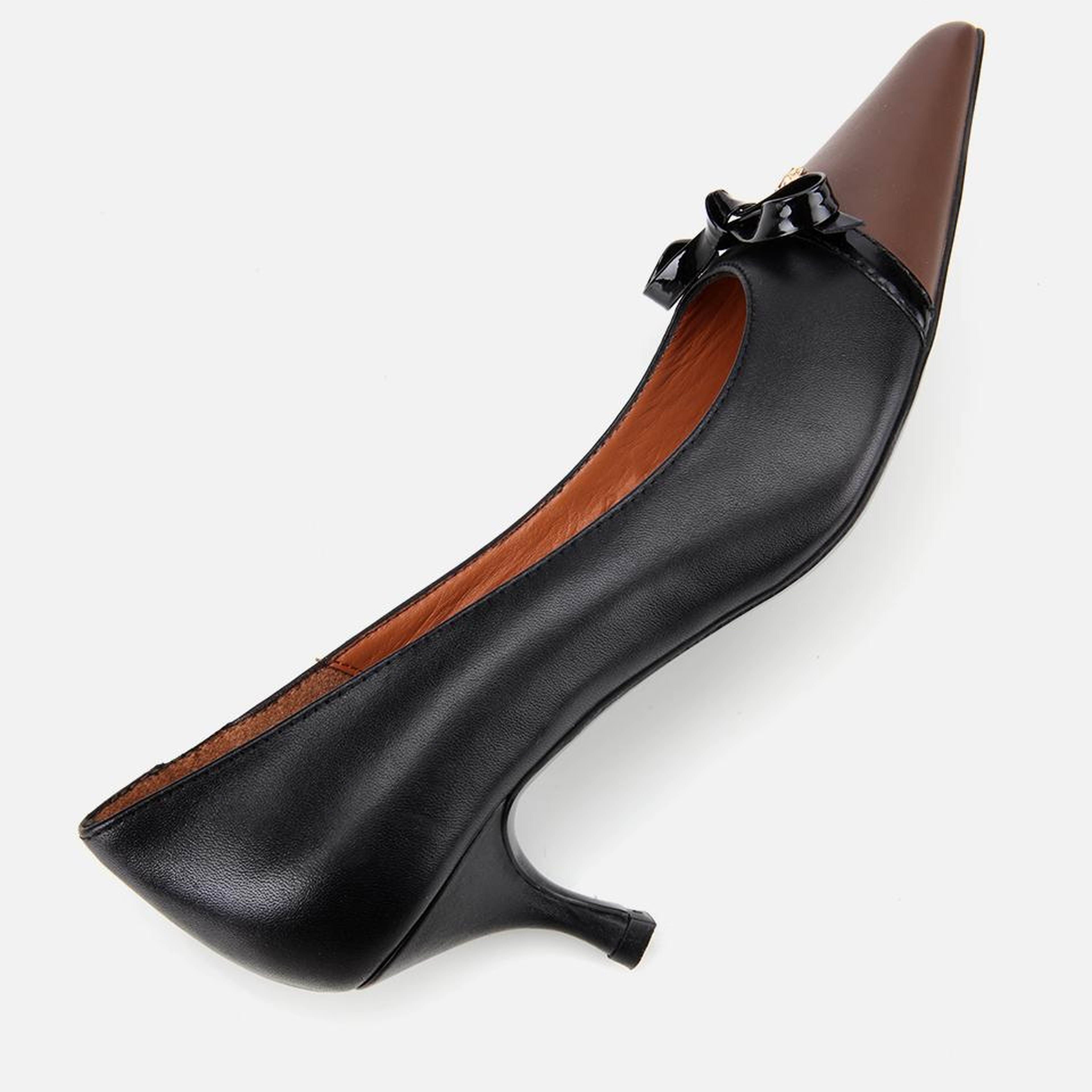 Kadın Deri Siyah Fiyonk Detaylı İnce Topuklu Stiletto