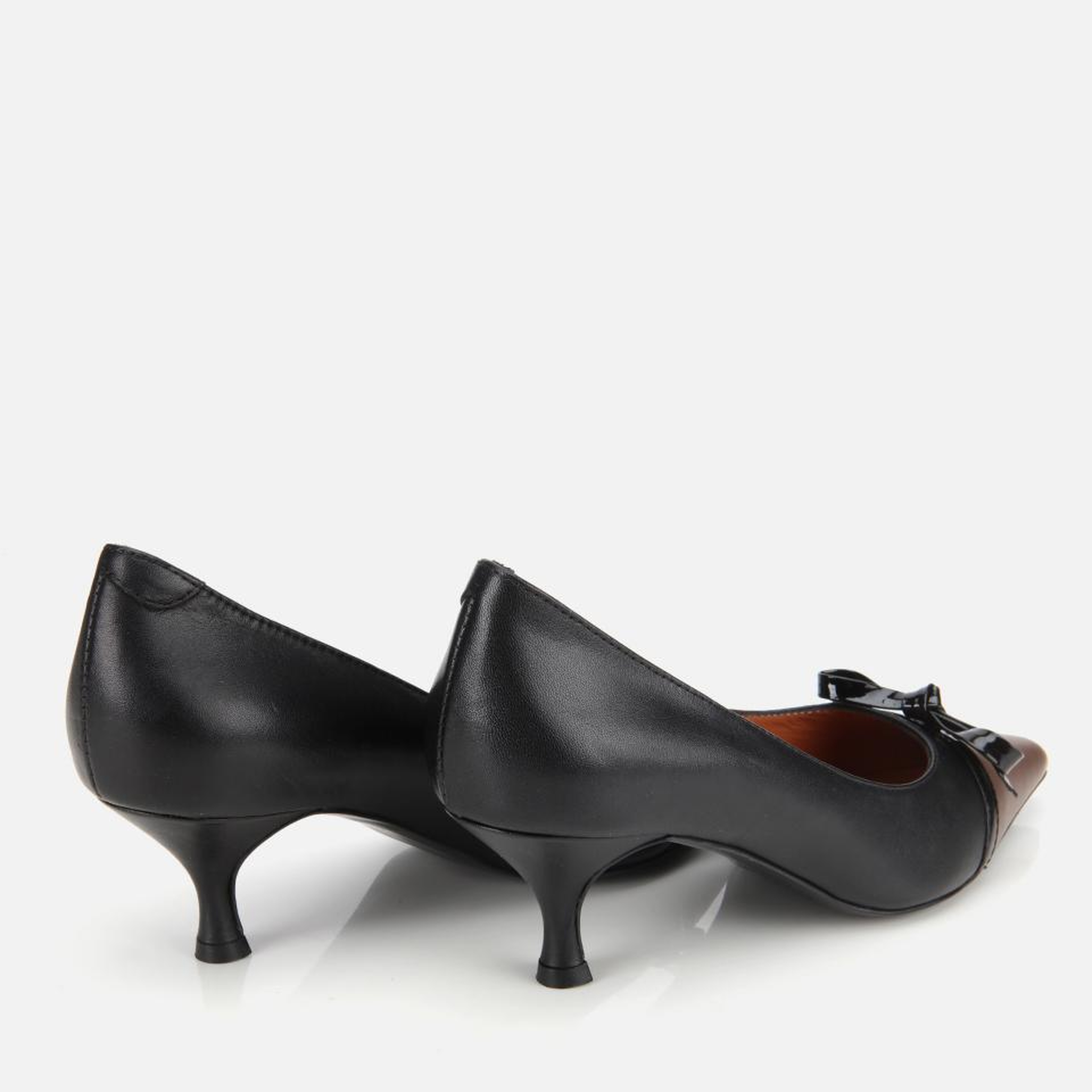 Kadın Deri Siyah Fiyonk Detaylı İnce Topuklu Stiletto