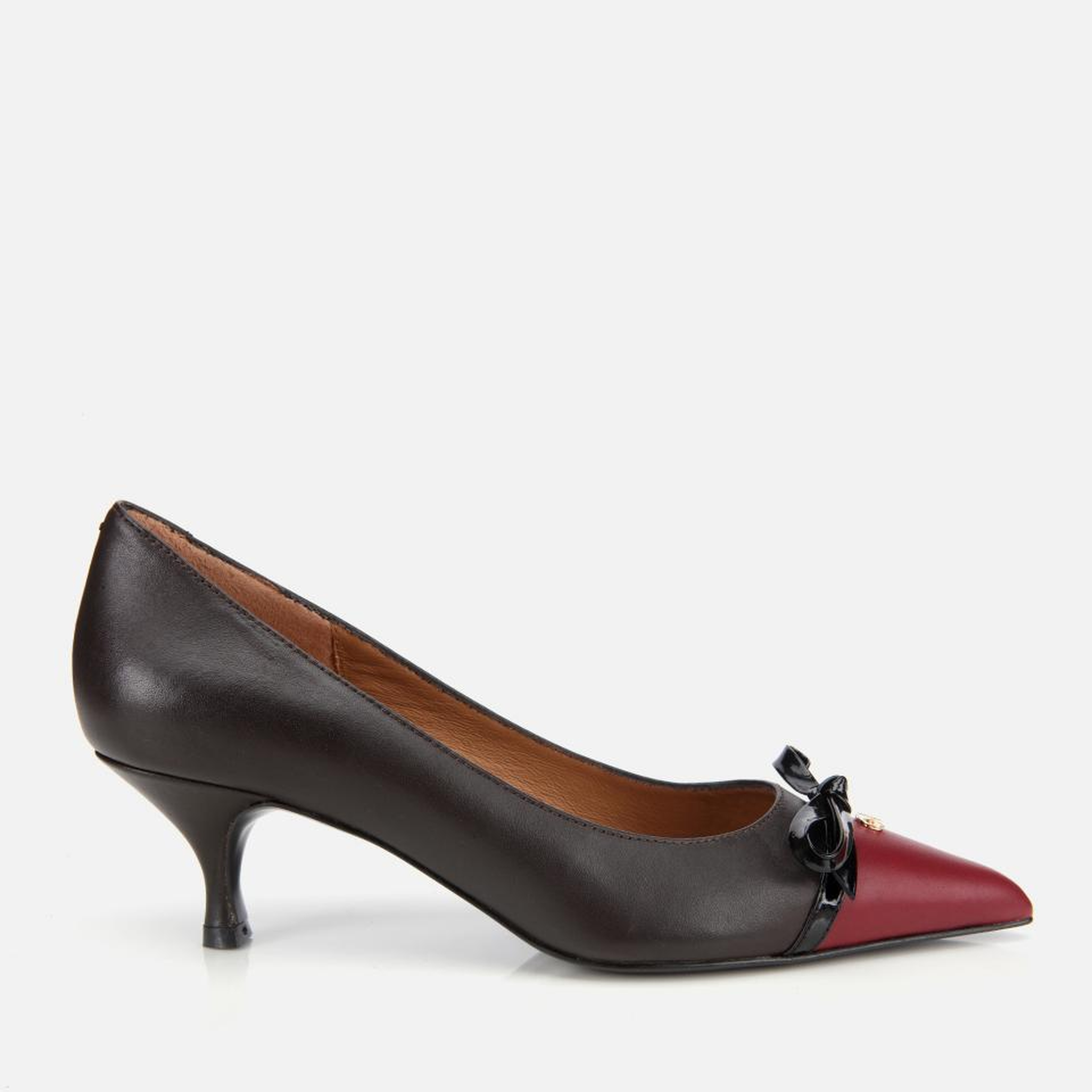 Kadın Deri Bordo Fiyonk Detaylı İnce Topuklu Stiletto
