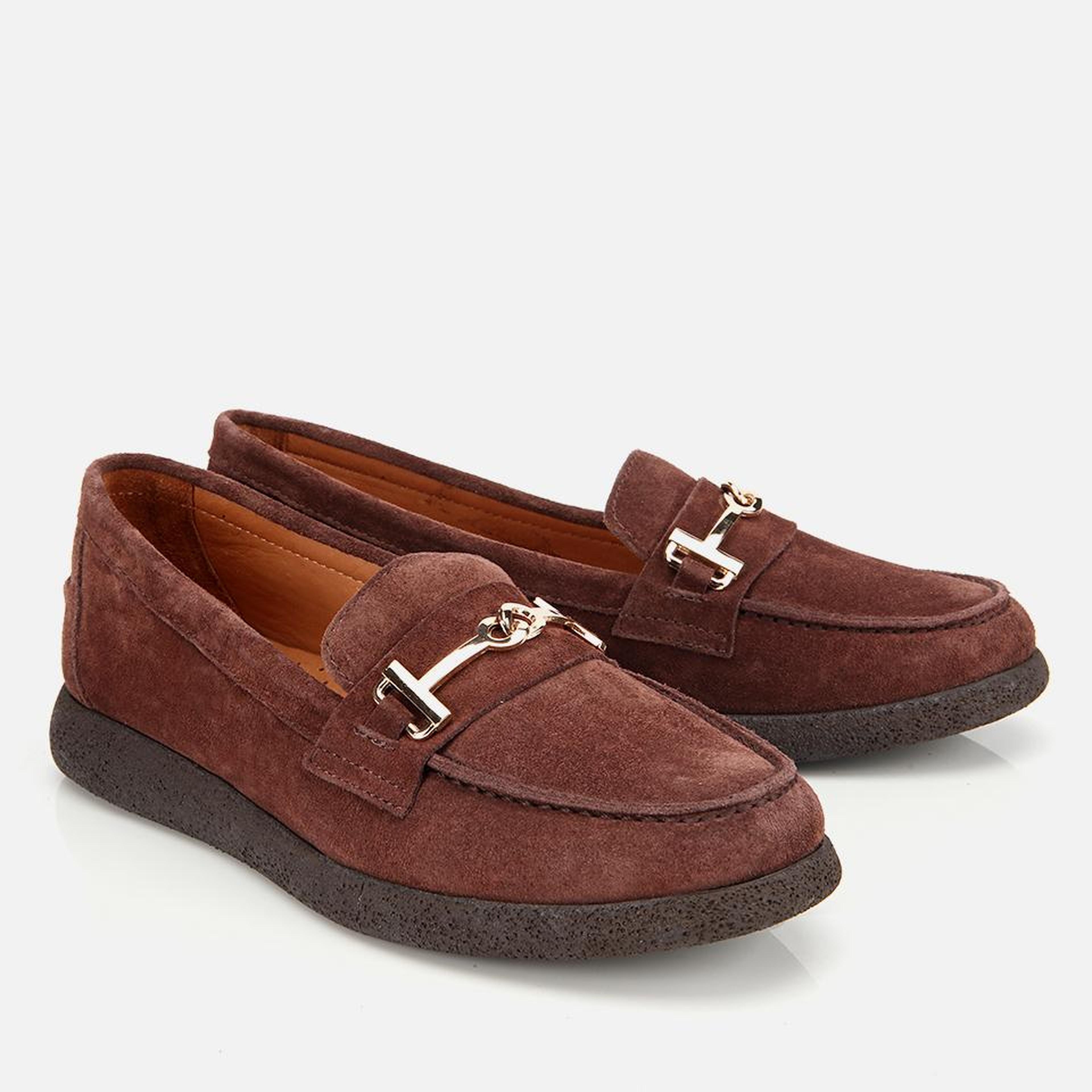Kadın Süet Deri Kahverengi Yumuşak Tabanlı Comfort Günlük Loafer