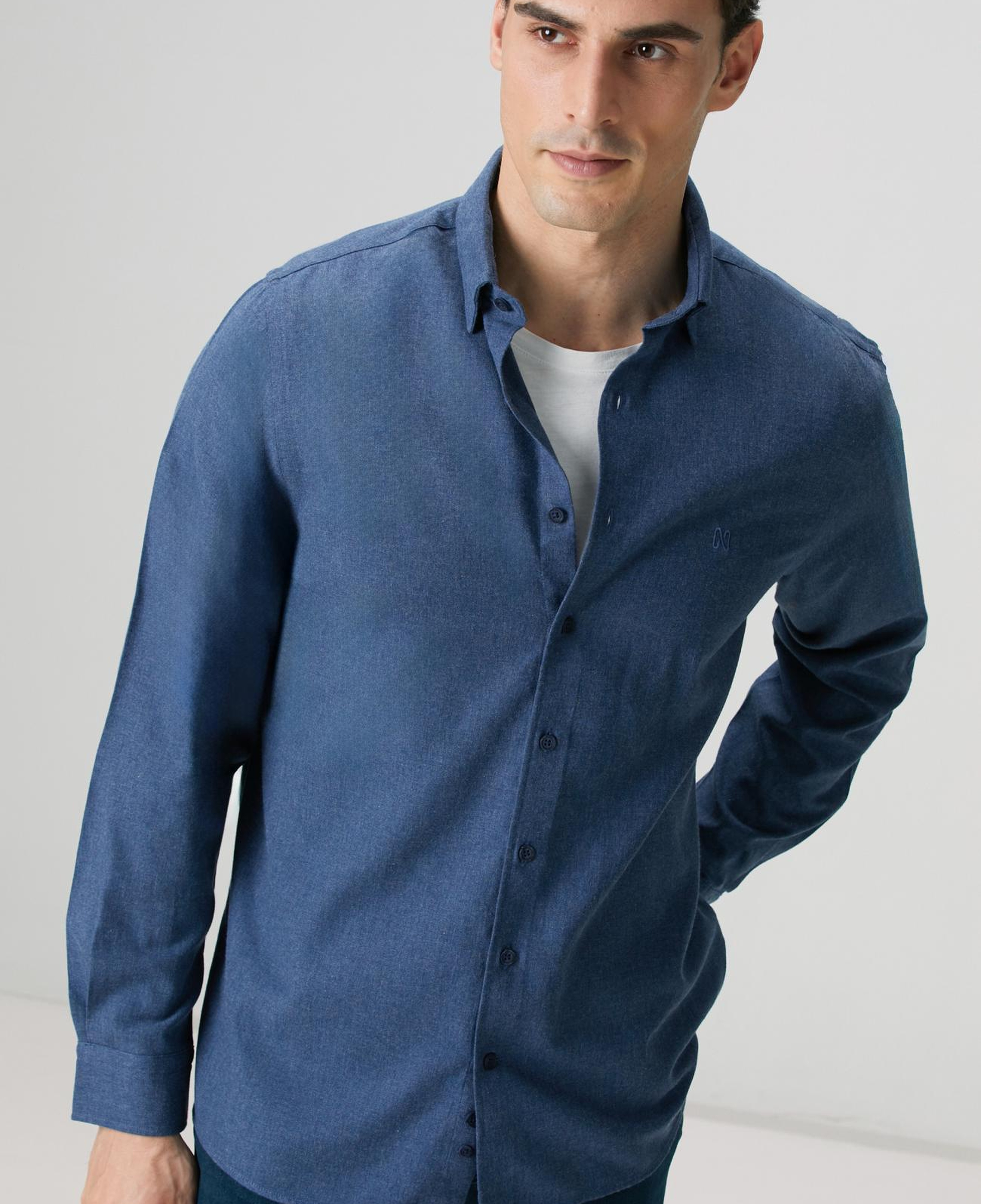 Network Erkek İndigo Flanel Cotton Gömlek