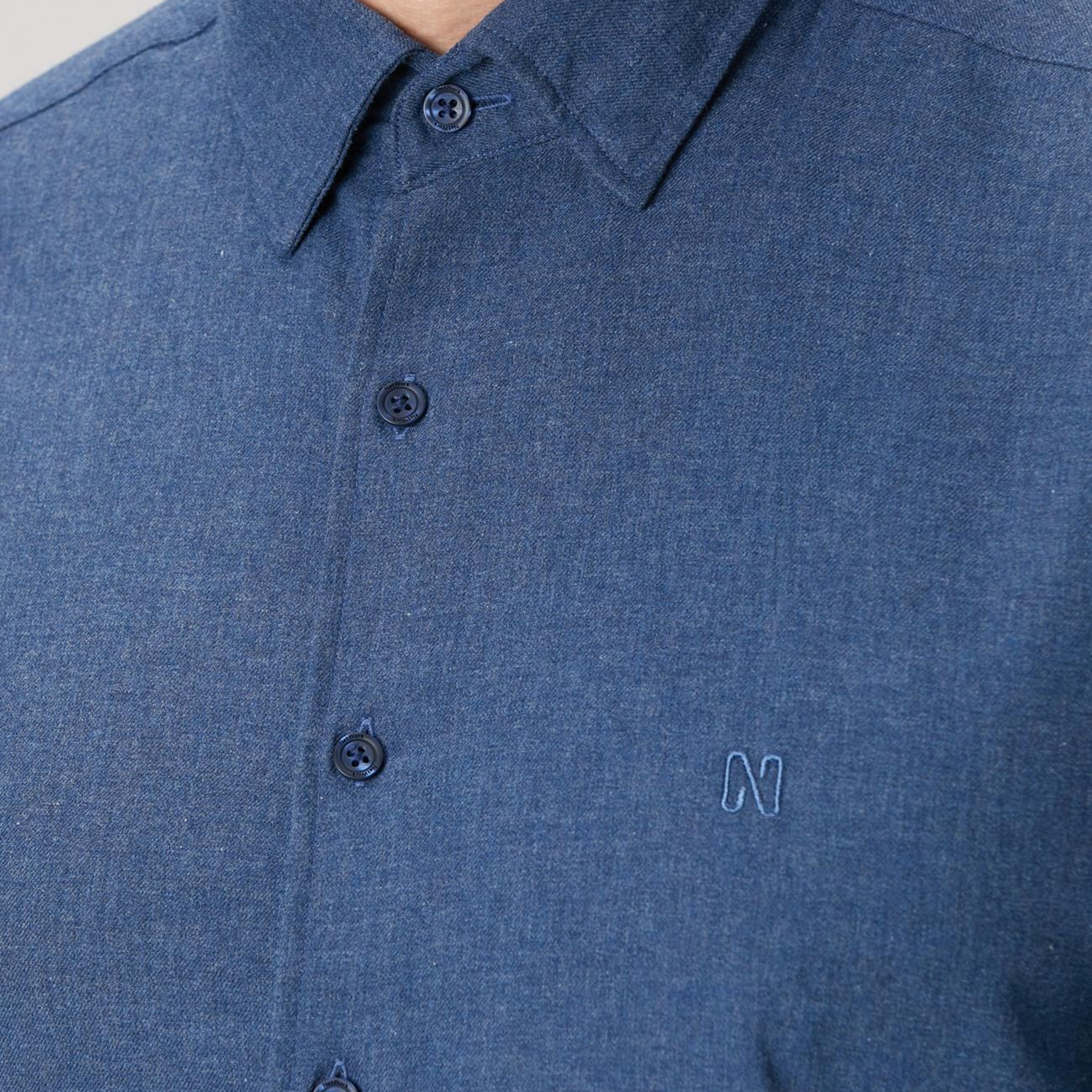 Network Erkek İndigo Flanel Cotton Gömlek
