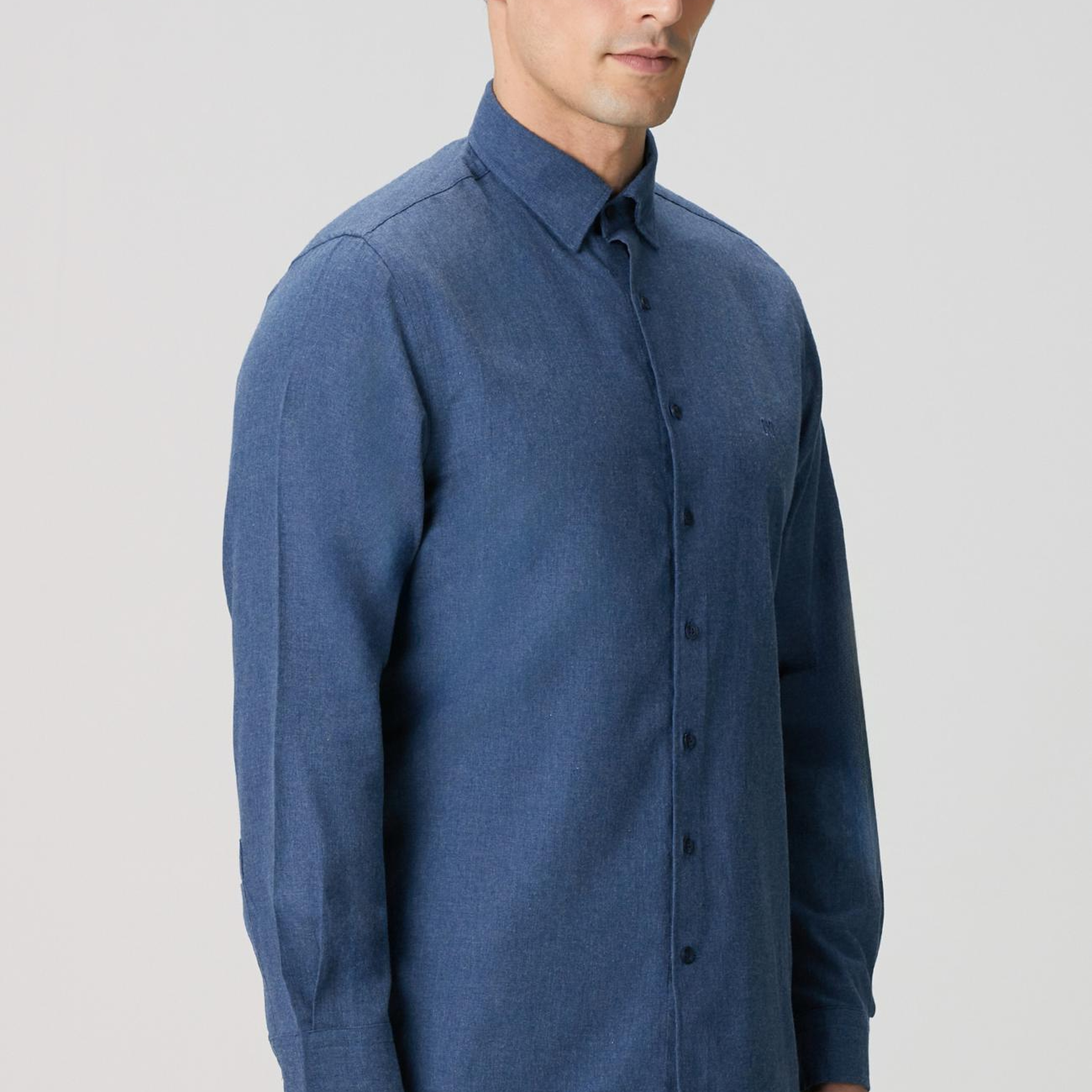 Network Erkek İndigo Flanel Cotton Gömlek