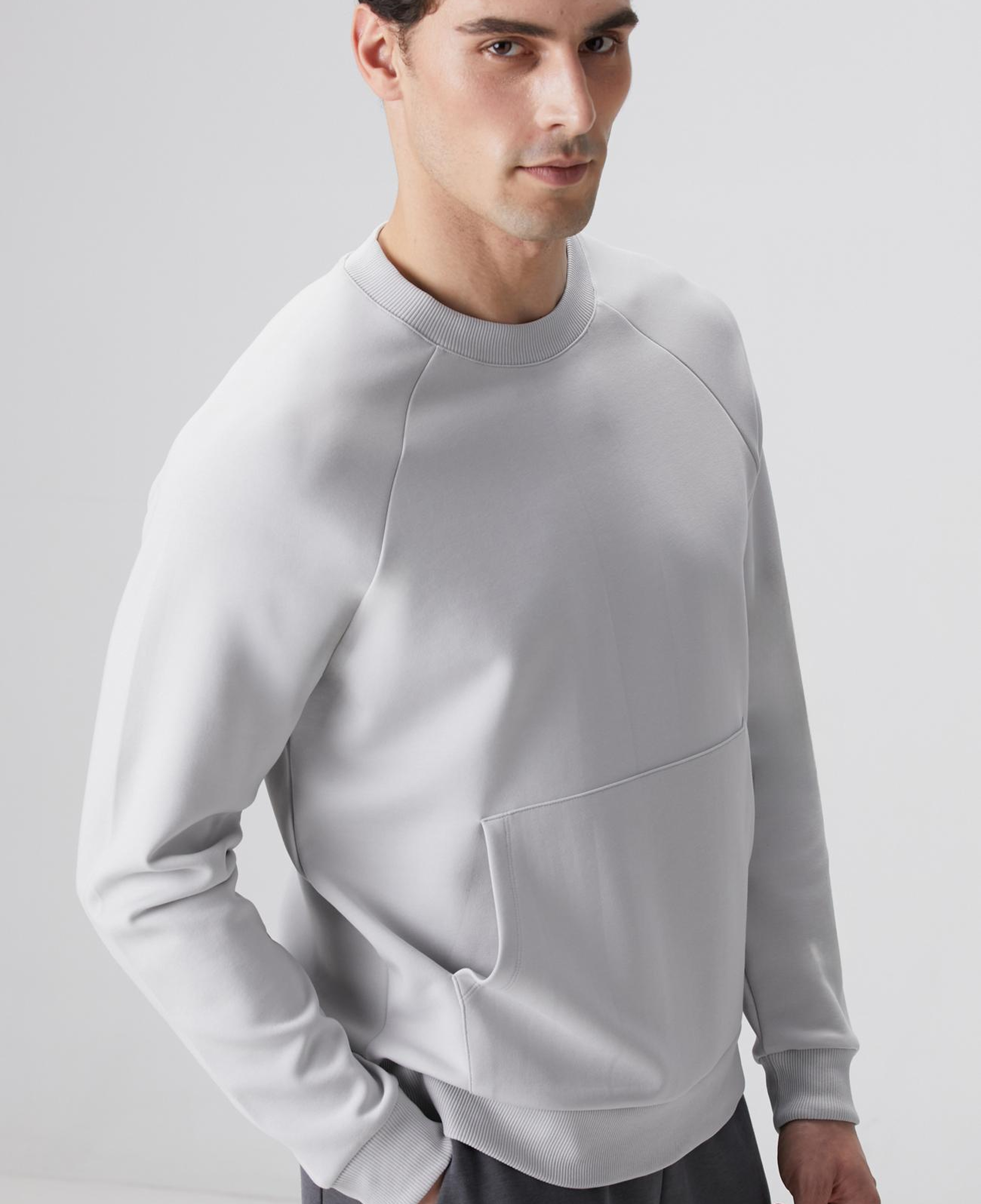 Network Erkek Gri Melanj Kanguru Cepli Sweatshirt